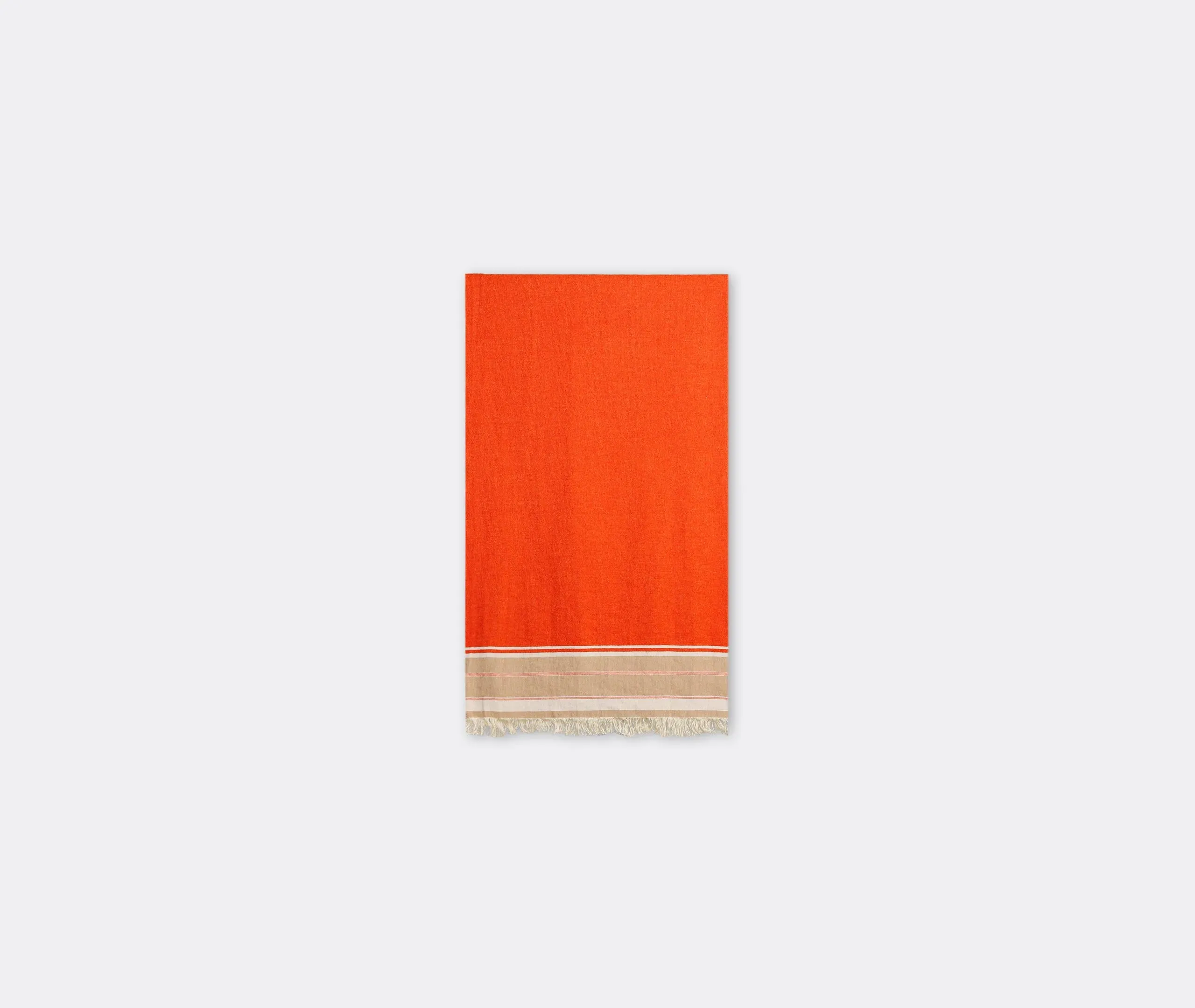 Djerba Throw Blanket with Fringe - Orange, Wool Linen image