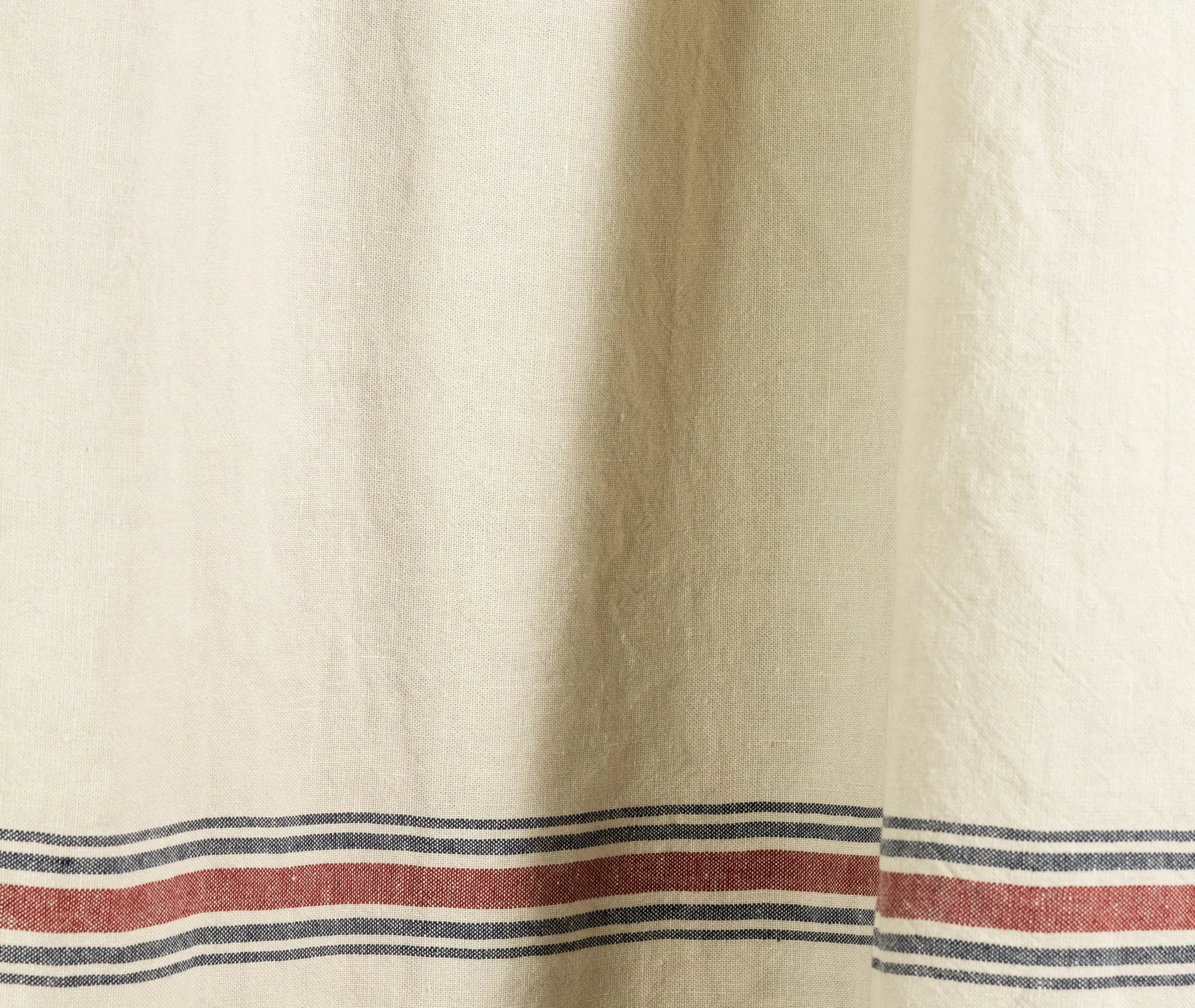 Large Bath Towel with Colorful Bands - White, Linen