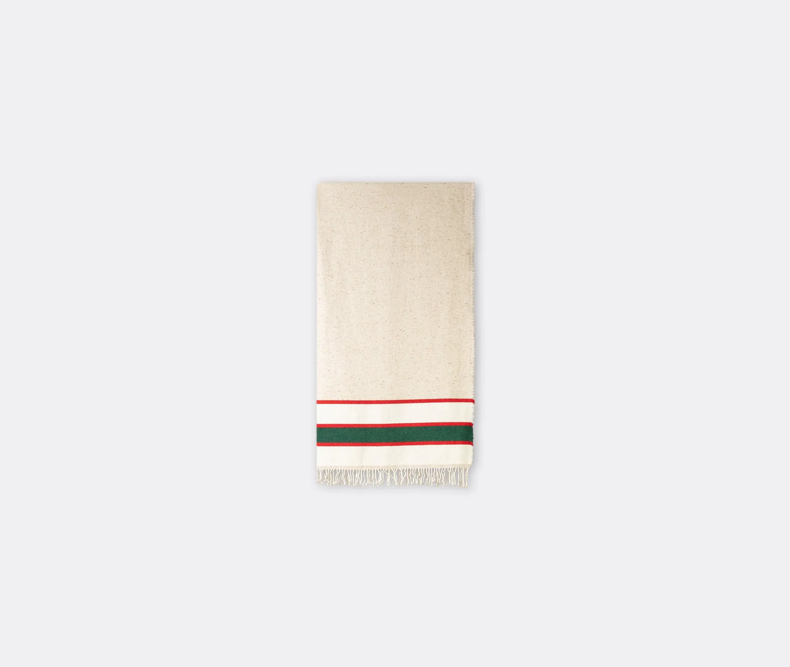 Prua Throw Blanket with Fringe - White, Cotton image