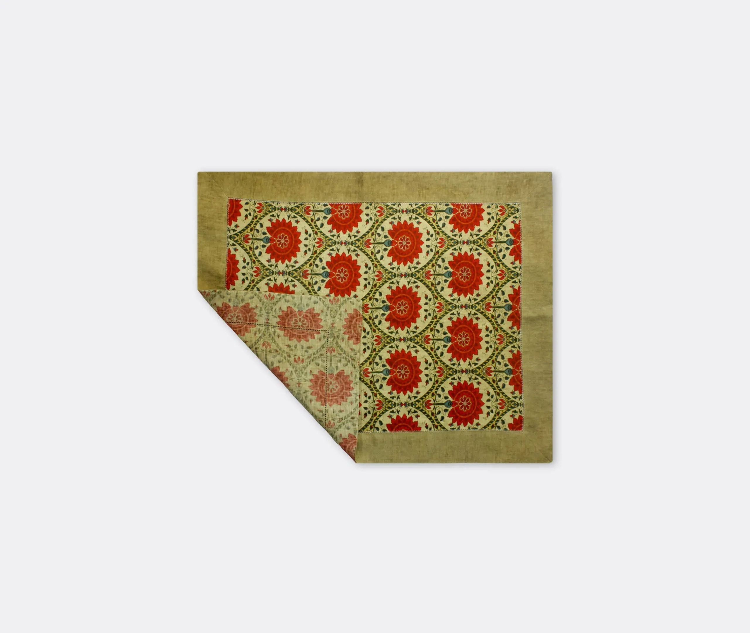 Set of 2 Placemats with Border Design - Beige, Linen