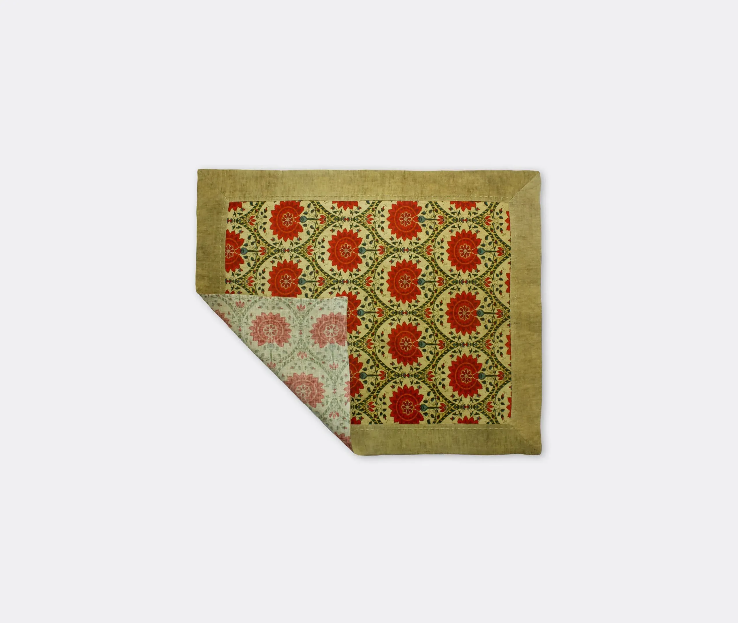 Set of 2 Placemats with Floral Print - Beige, Linen