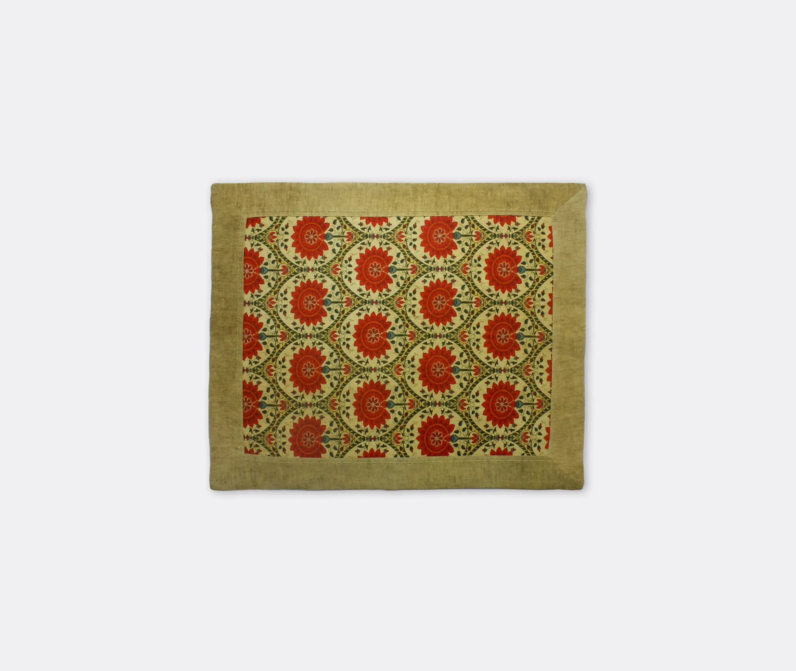 Set of 2 Placemats with Floral Print - Beige, Linen