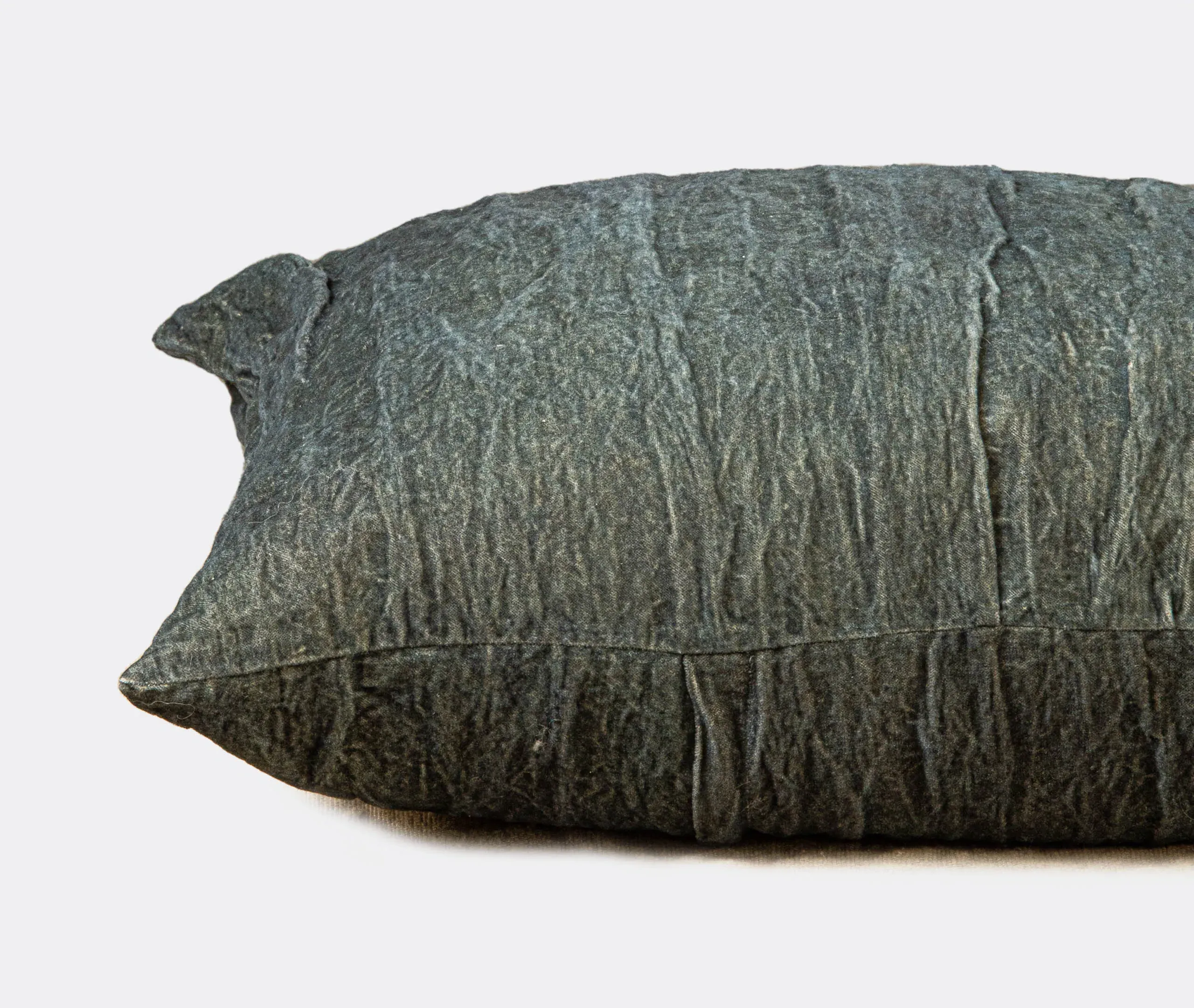 Square Cushion with Crinkled Texture - Blue, Velvet