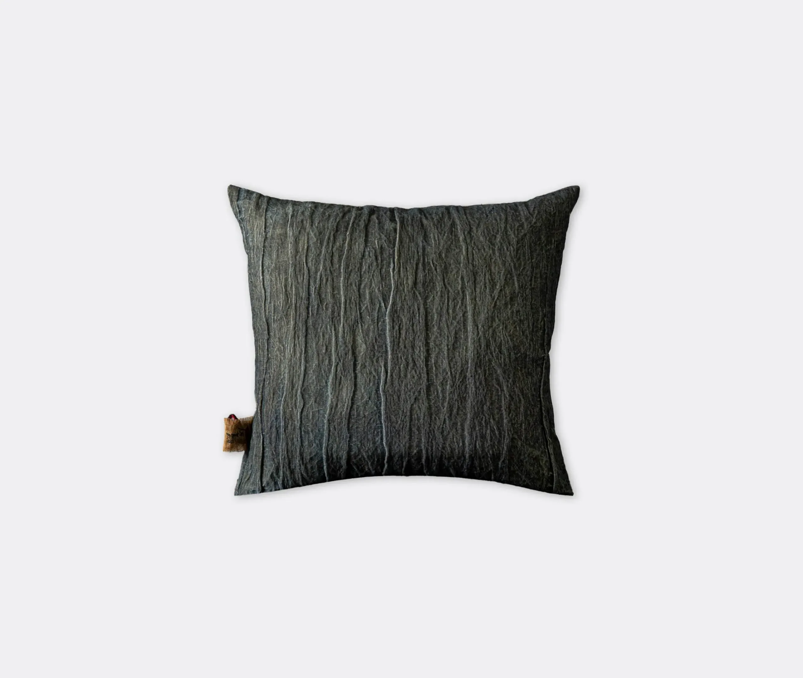 Square Cushion with Crinkled Texture - Blue, Velvet