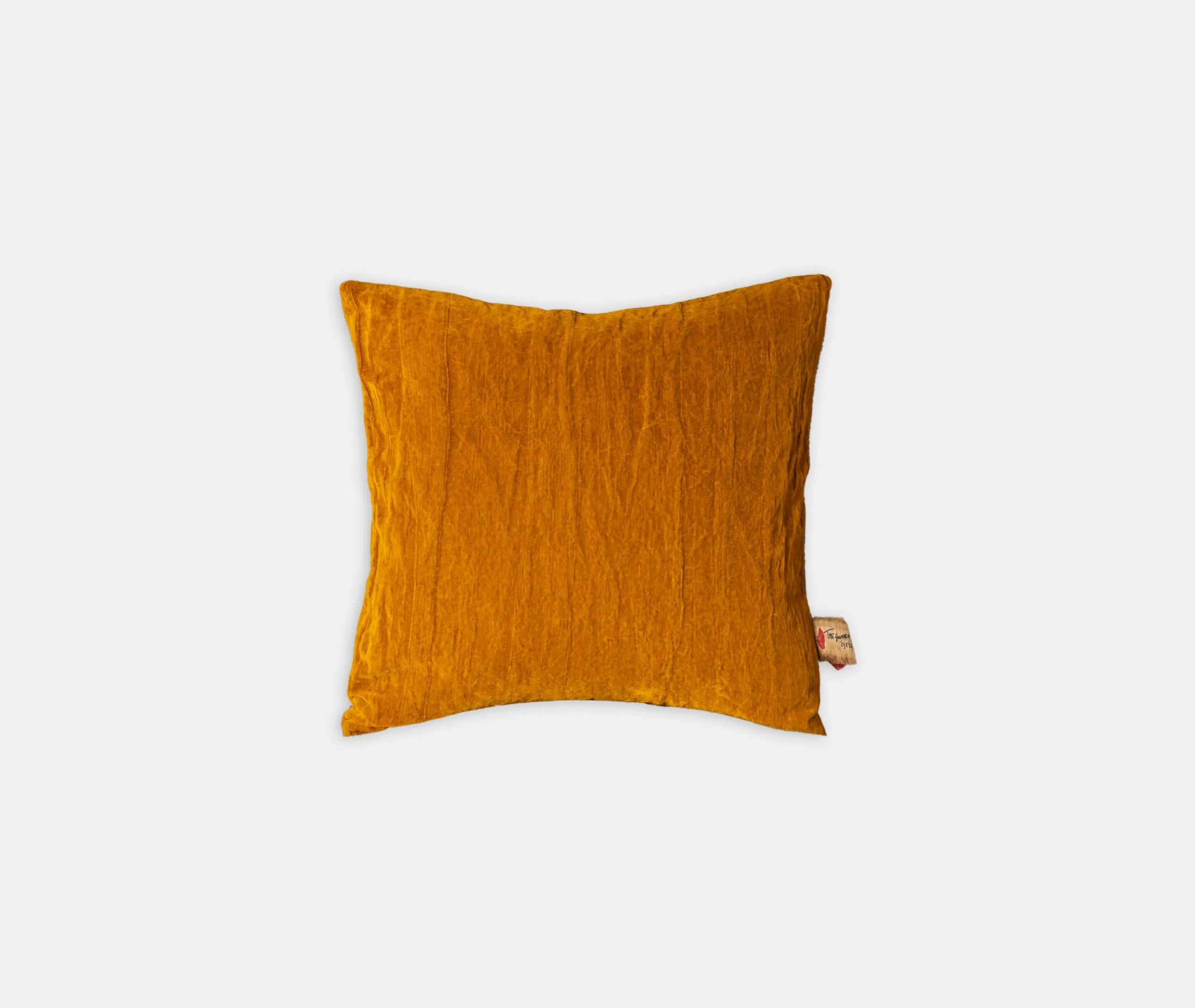 Square Cushion with Crinkled Texture - Mustard, Velvet image
