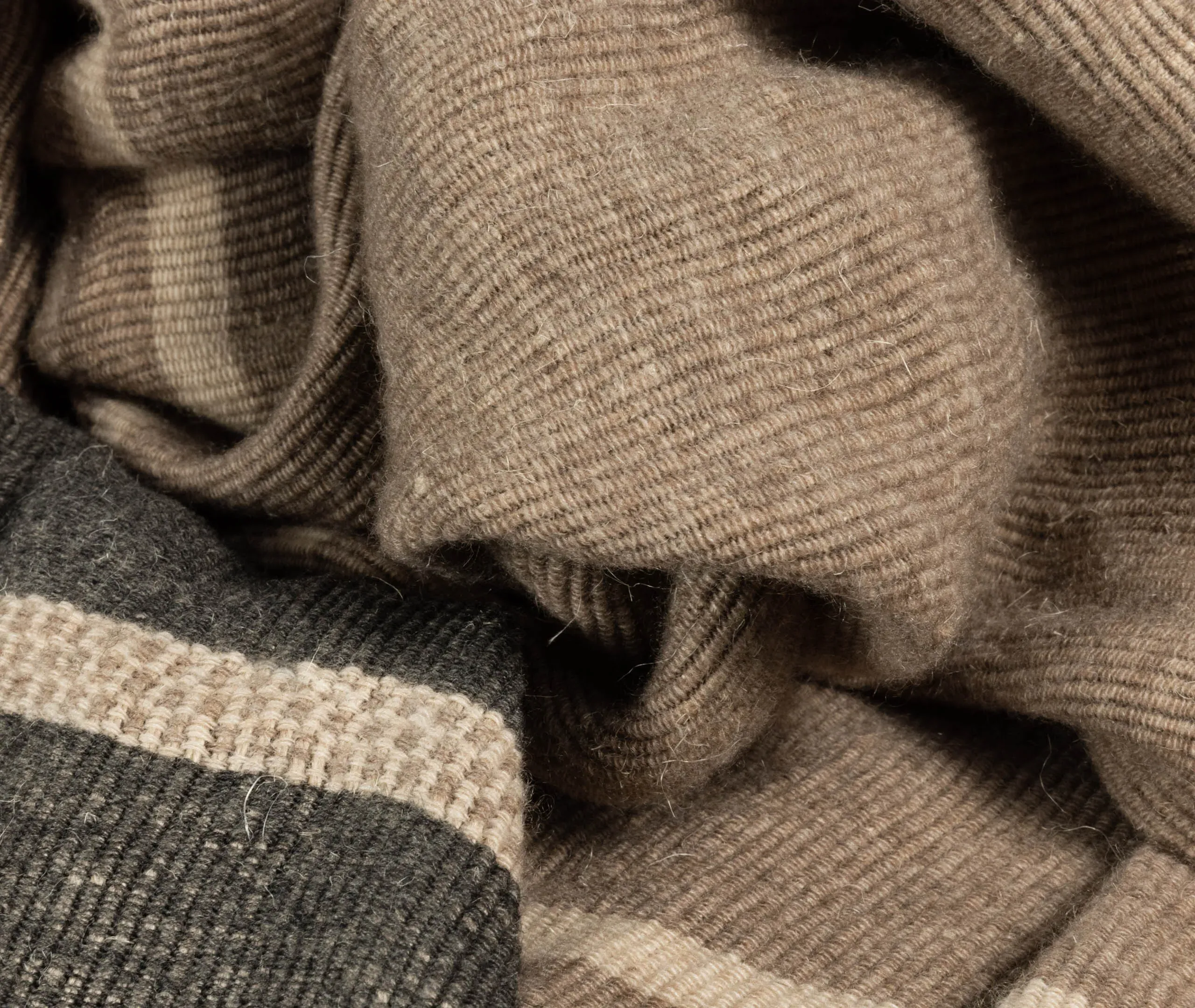 Throw Blanket with Fringe - Taupe, Jute Cashmere
