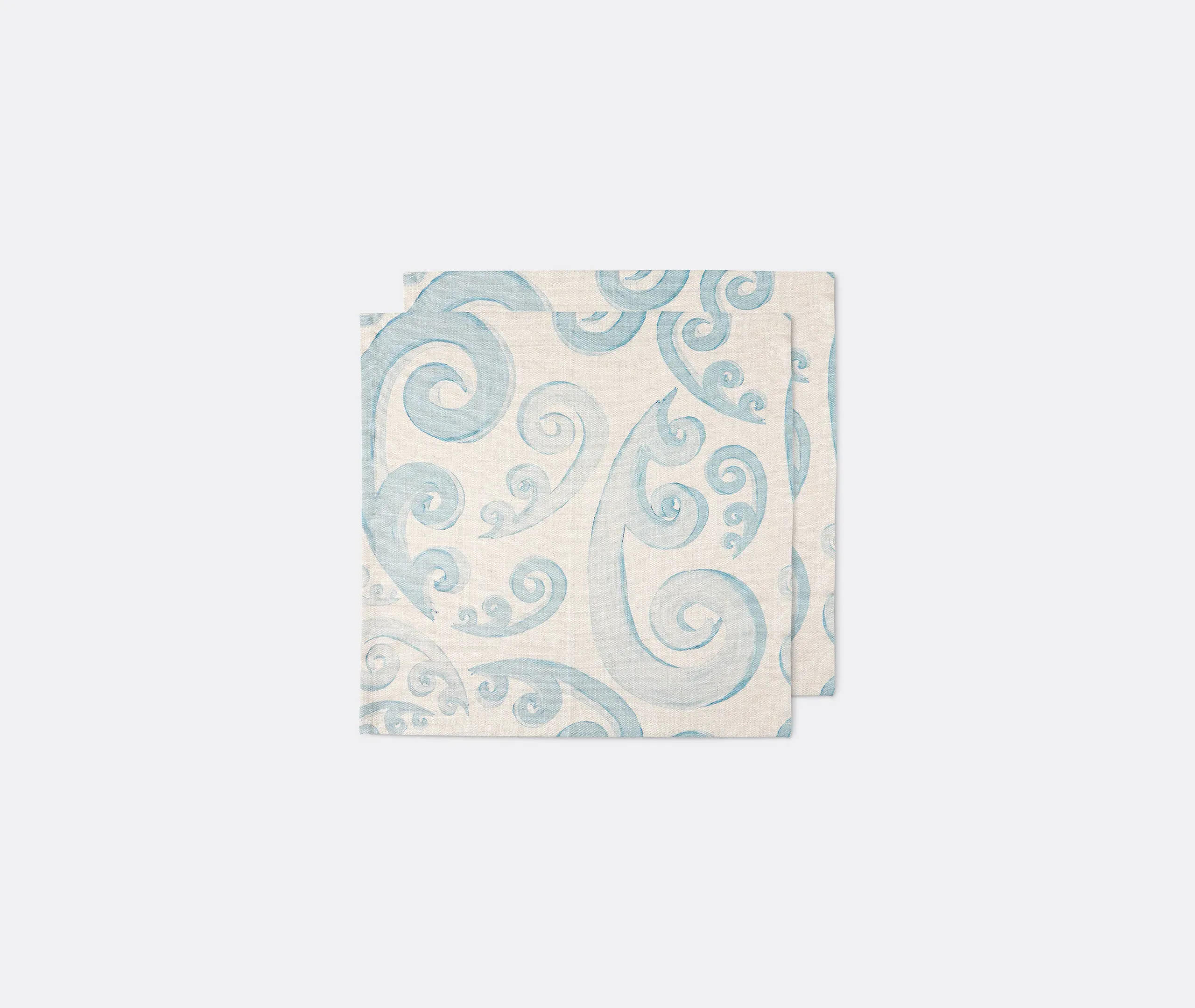 Athenee Peacock Napkin Set of Two - Light Blue, Linen