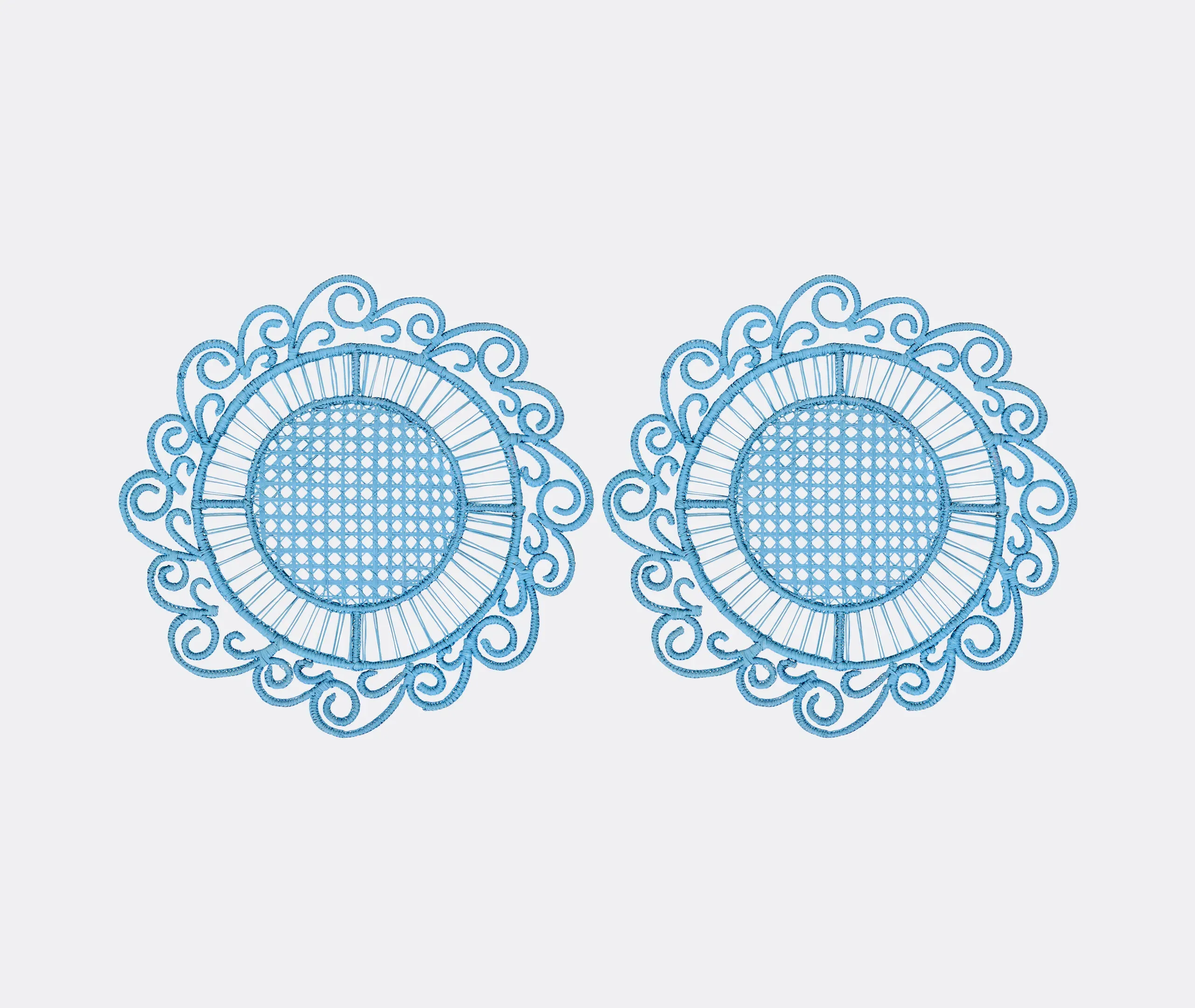 'Athenee Peacock' Placemat Set of Two - Light Blue, Iraka Palm Fibre product
