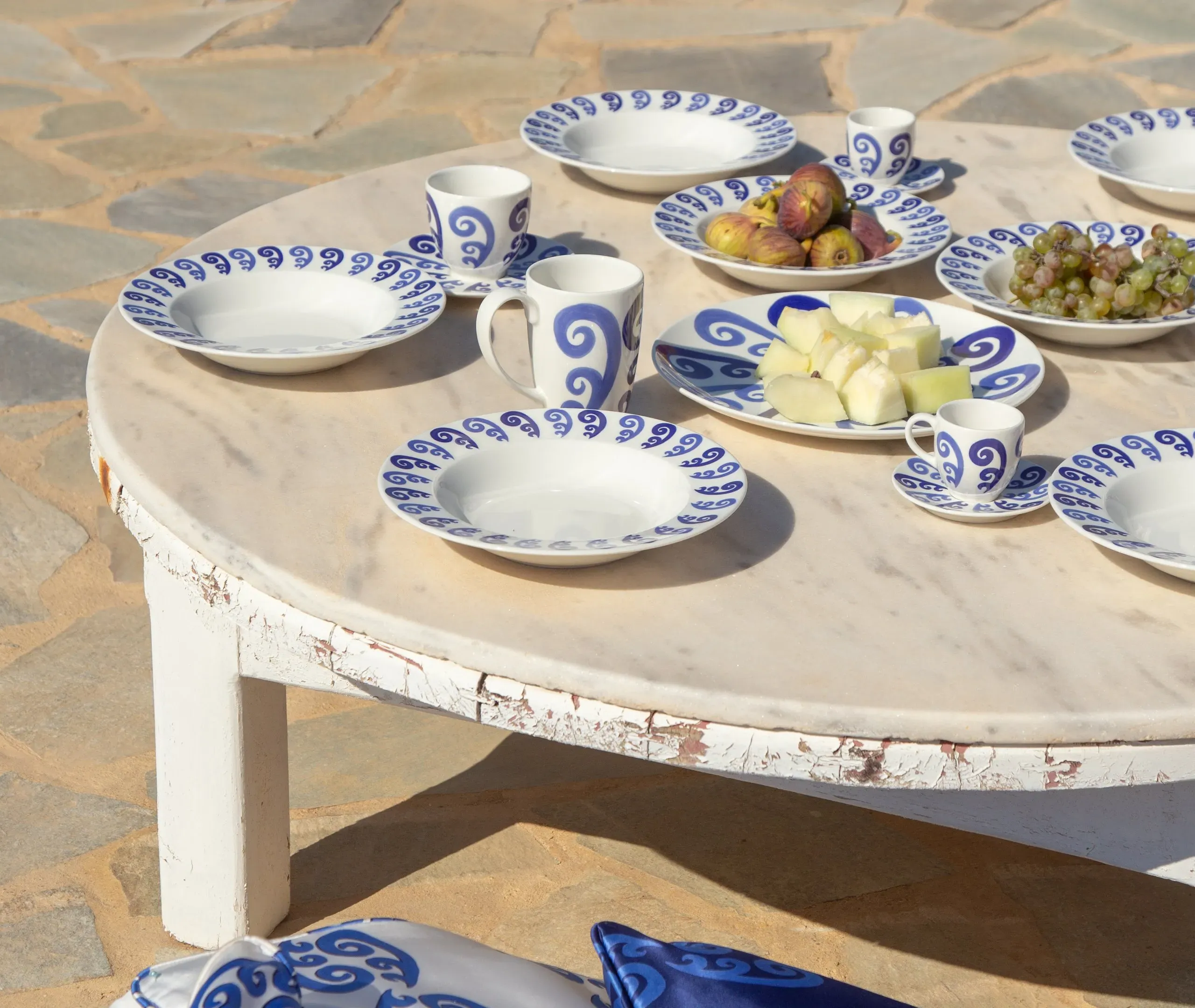 Athenee Peacock Tea Cup and Saucer - Blue, Porcelain