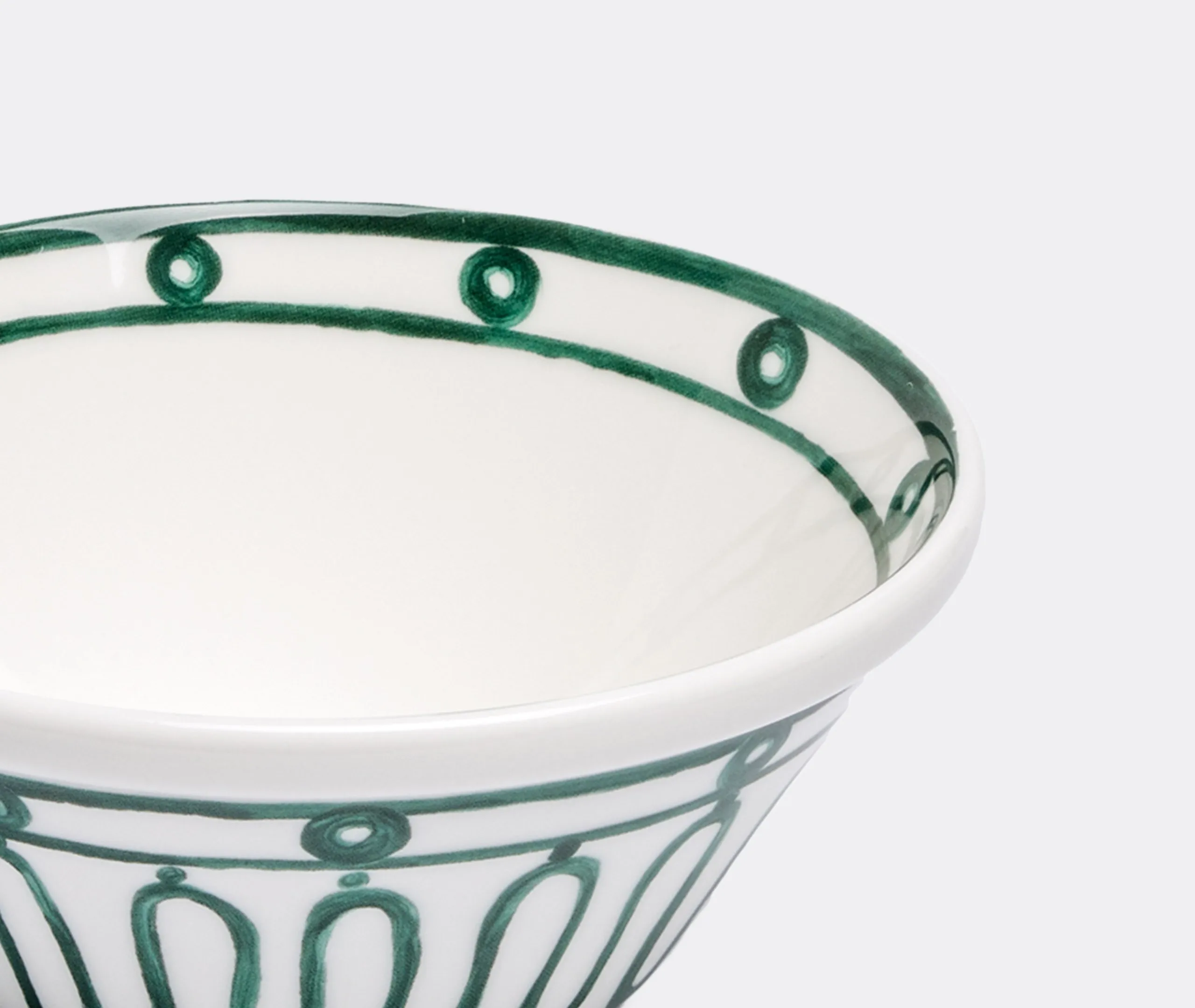 Bowl with Handpainted Waves - Green, Porcelain