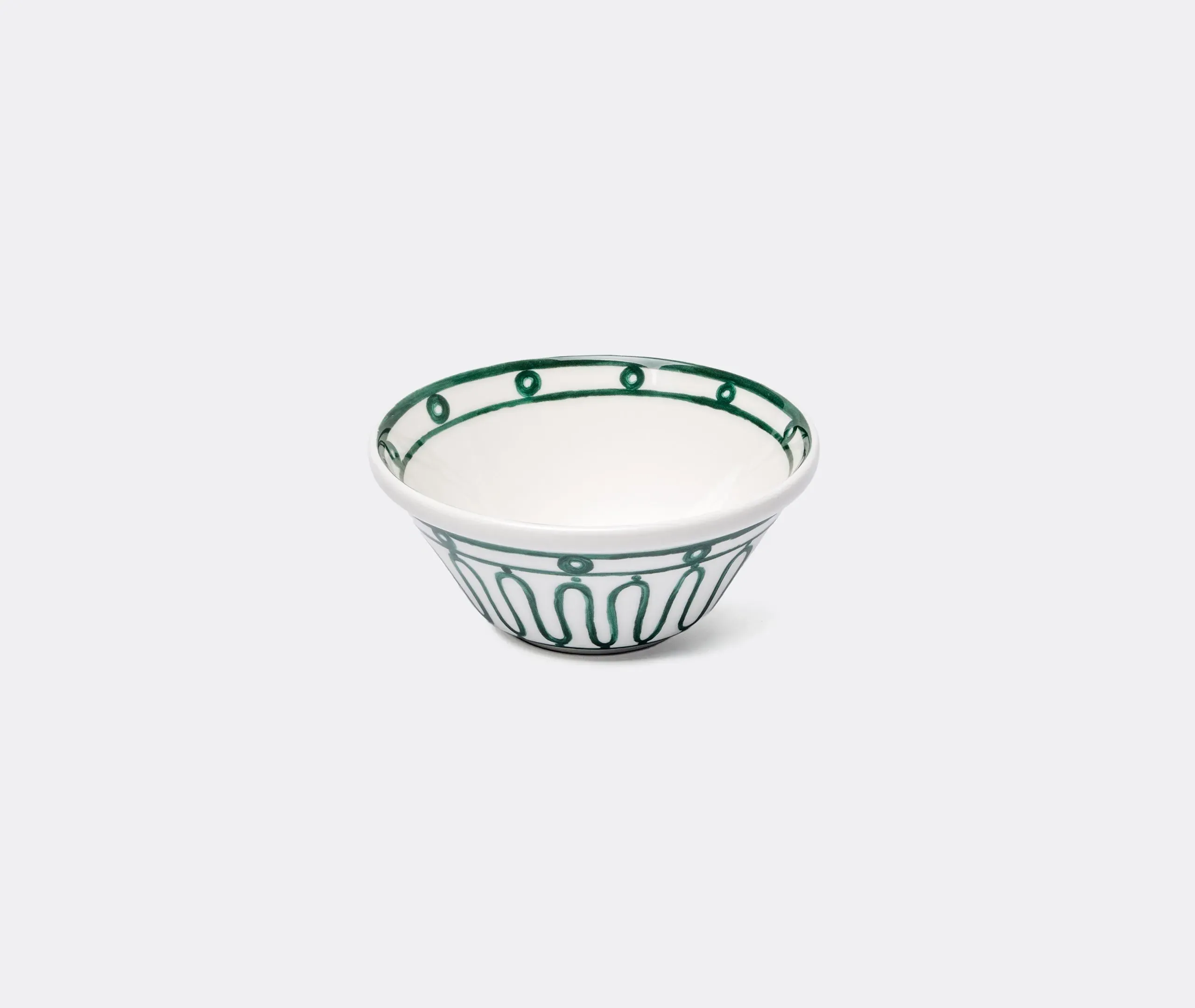Bowl with Handpainted Waves - Green, Porcelain