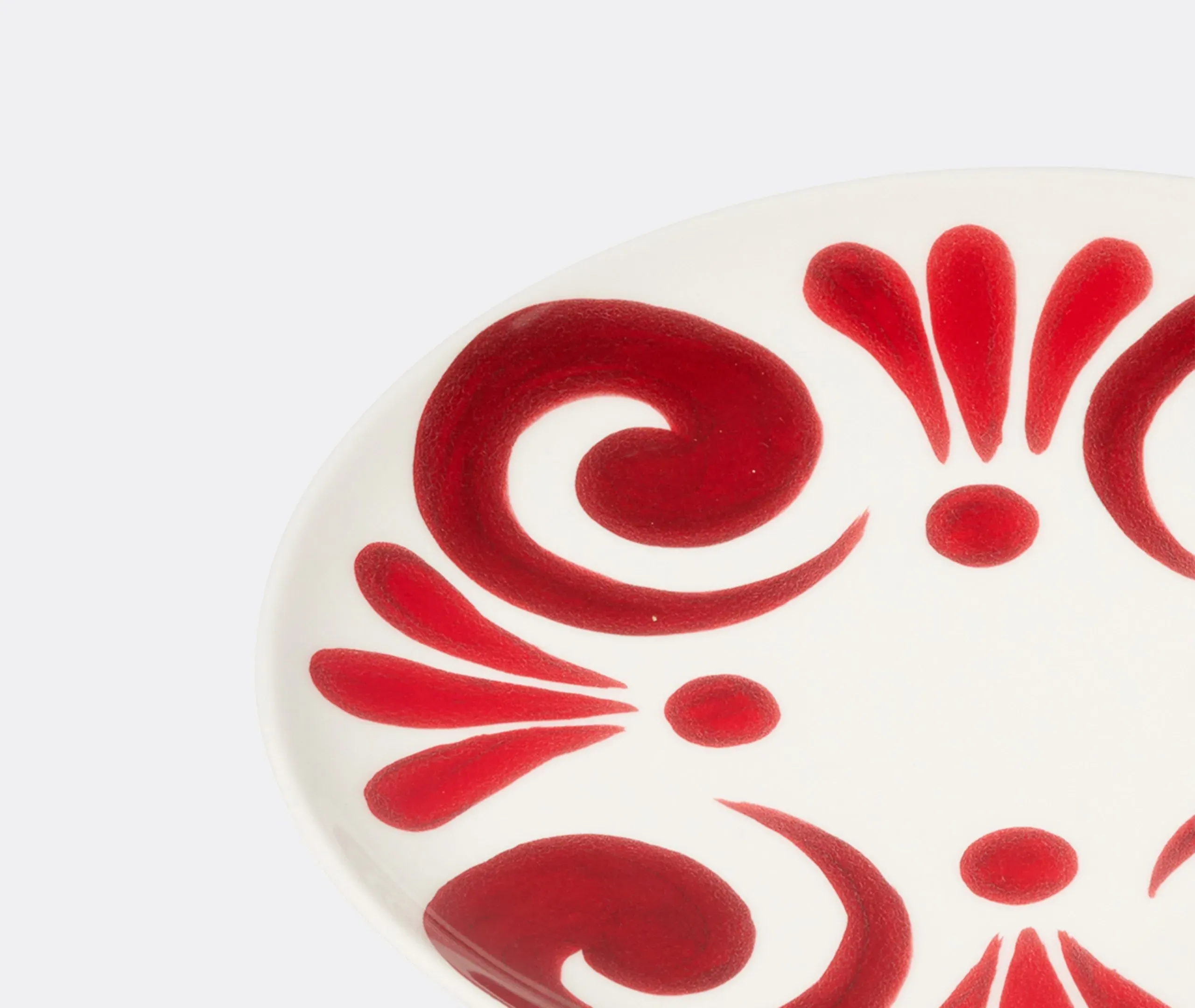 Dessert Plate with Hand-Painted Design - Red, Porcelain