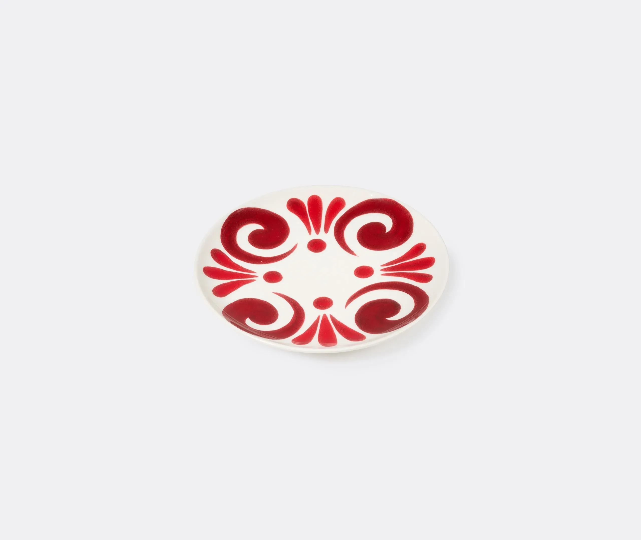 Dessert Plate with Hand-Painted Design - Red, Porcelain image