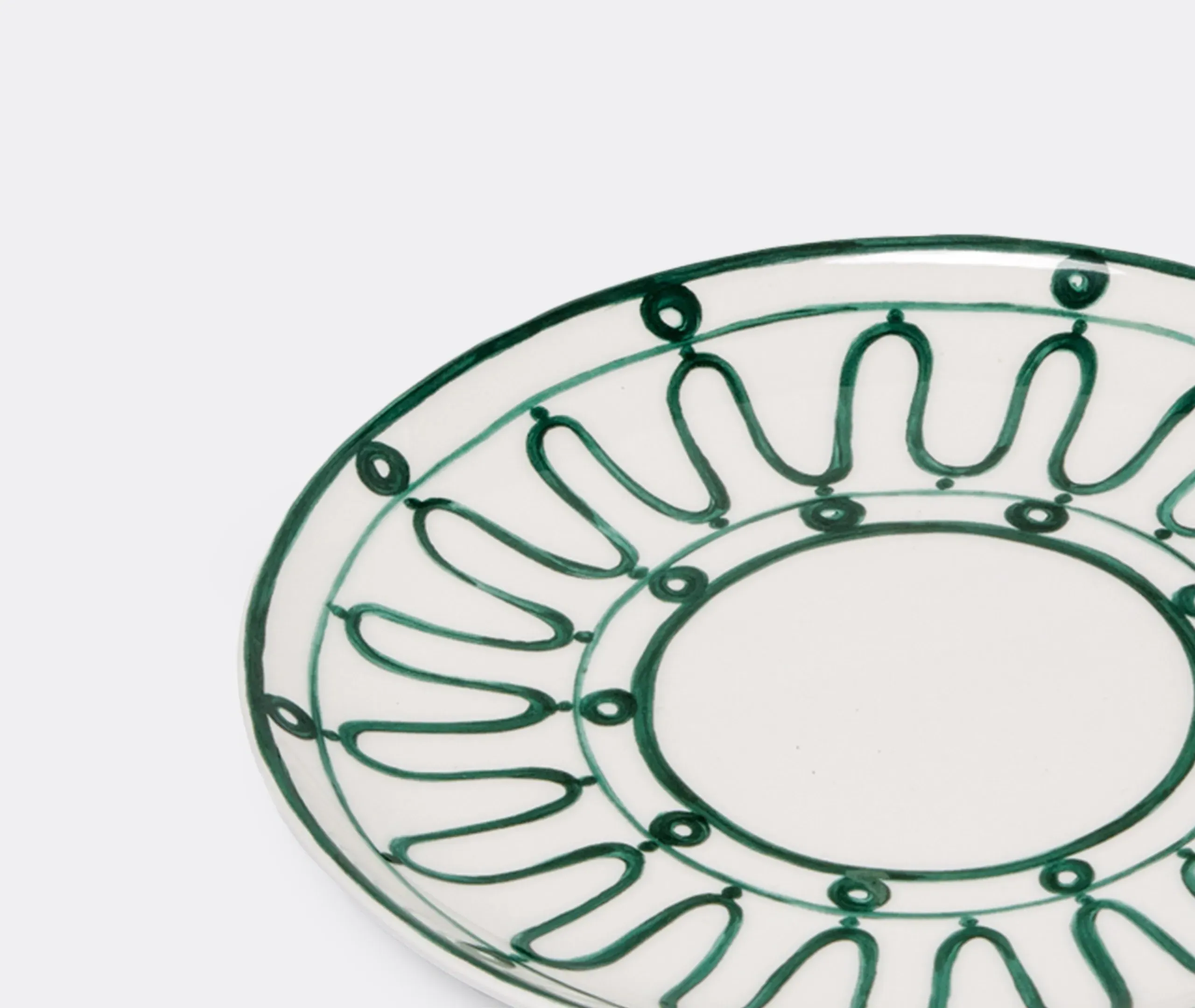 Dessert Plate with Wave Design - Green, Porcelain
