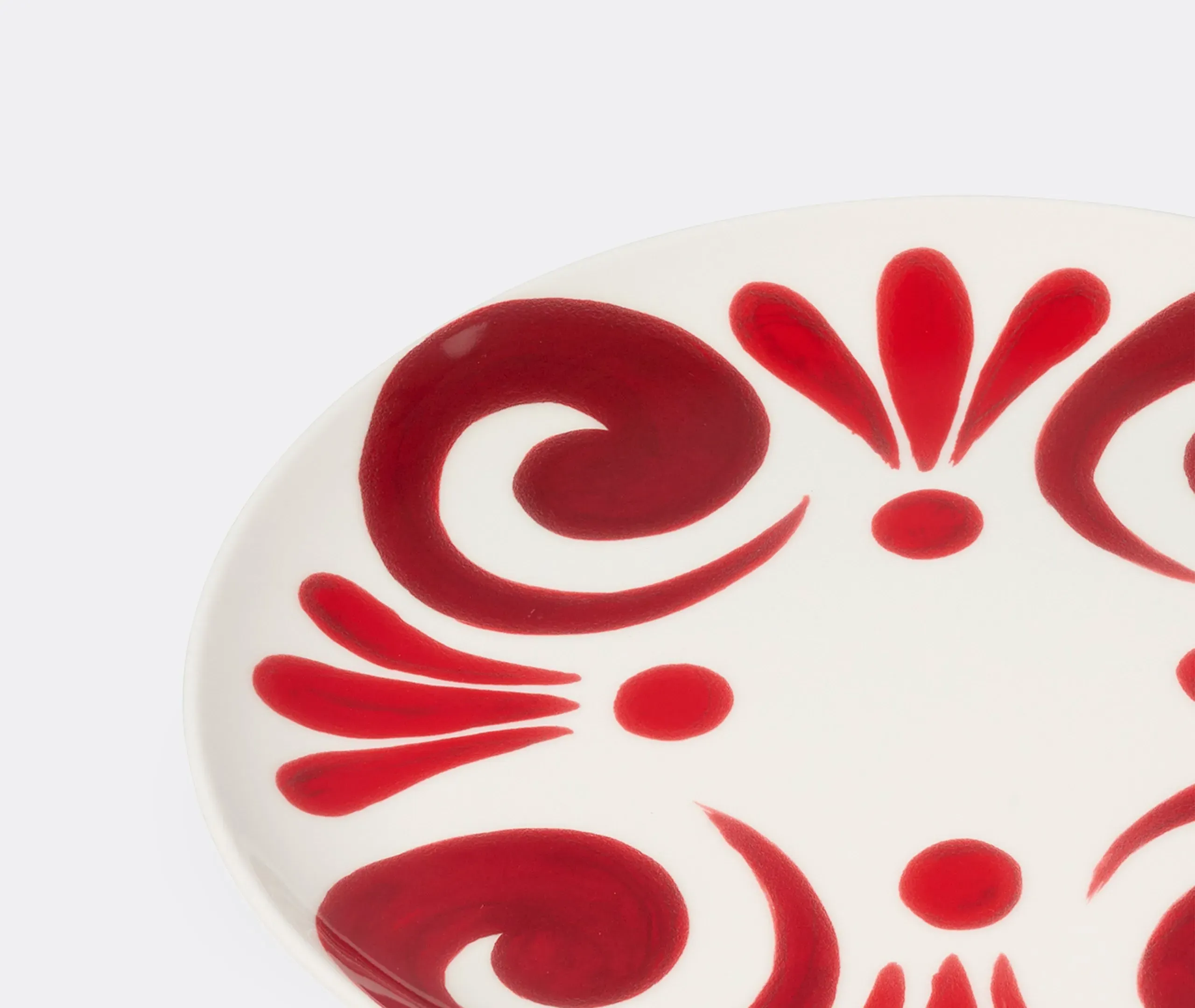 Dinner Plate with Hand-Painted Design - Red, Porcelain
