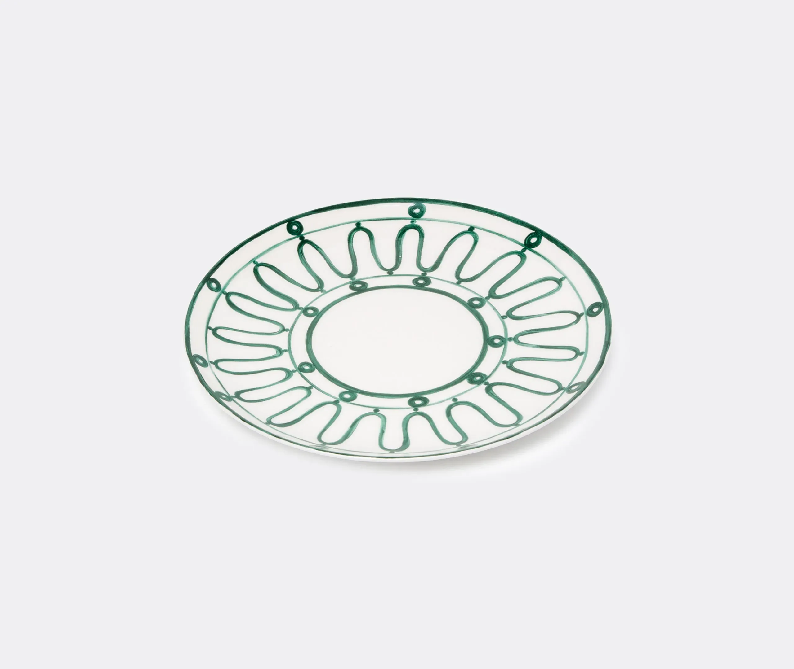 Dinner Plate with Wave Design - Green, Porcelain