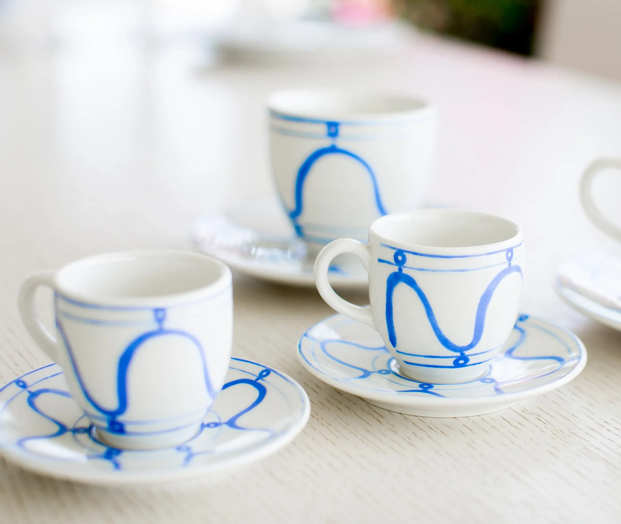 Espresso Cup and Saucer Set - Blue, Porcelain