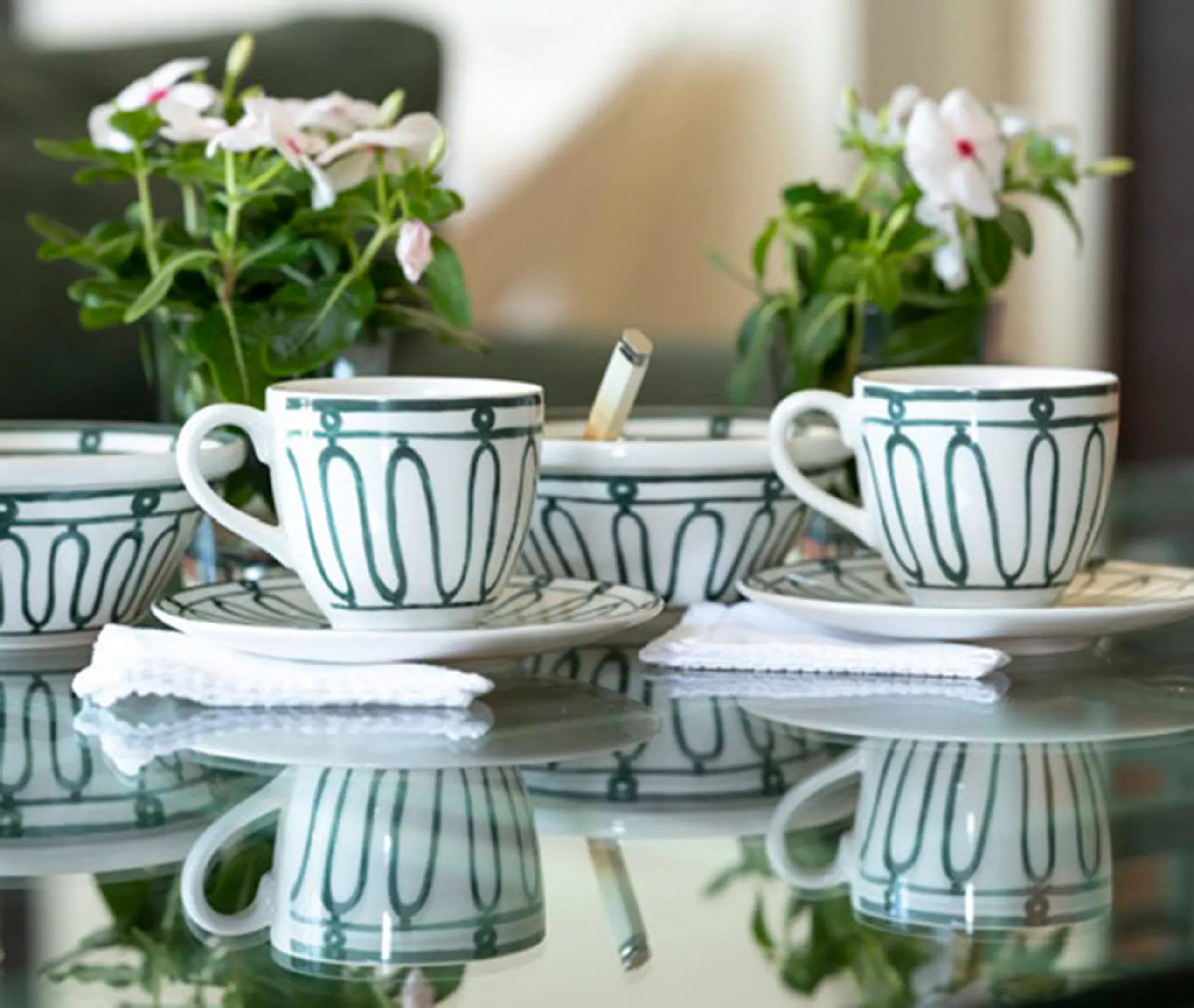 Espresso Cup and Saucer Set - Green, Porcelain