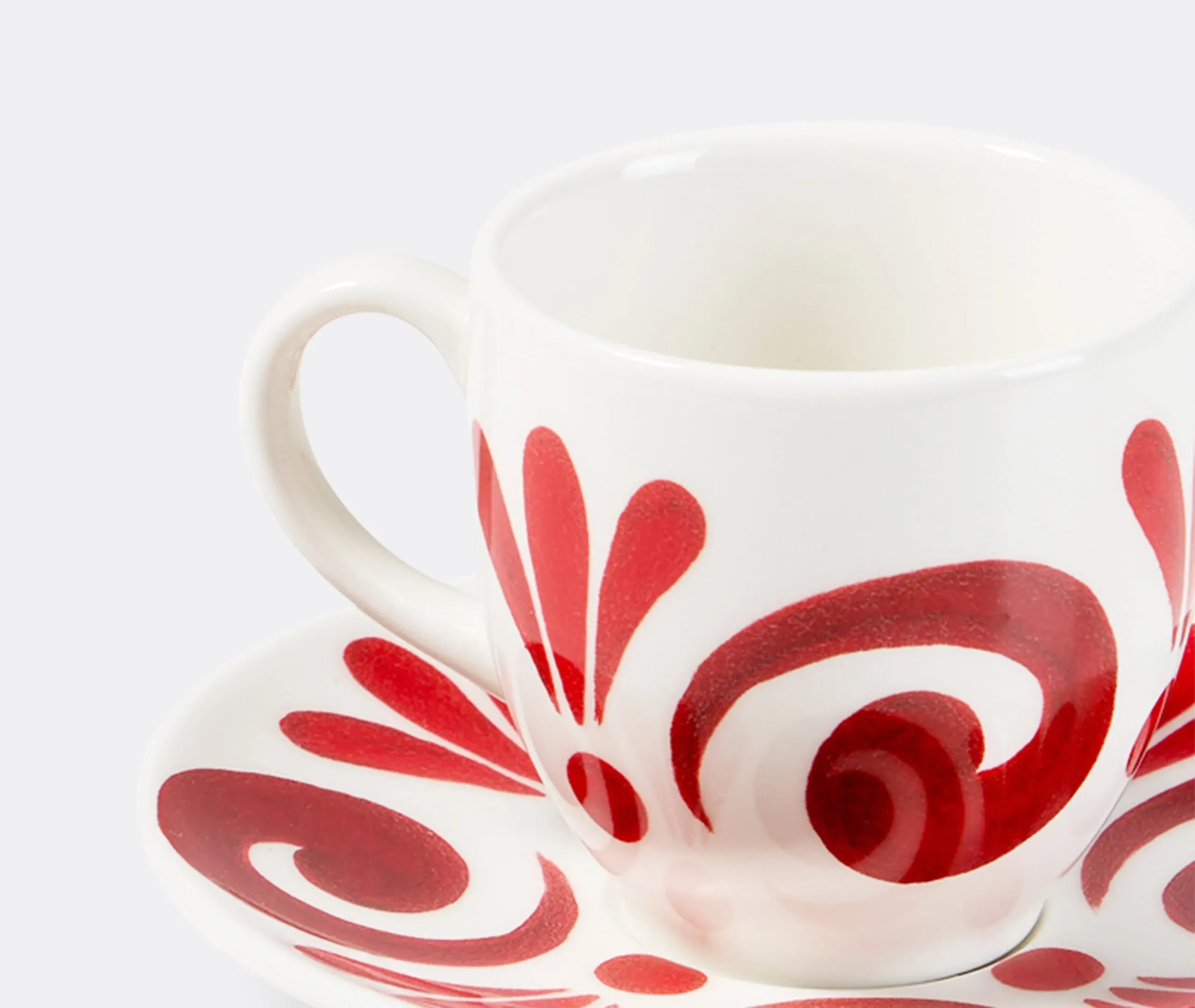 Espresso Cup and Saucer Set - Red, Porcelain