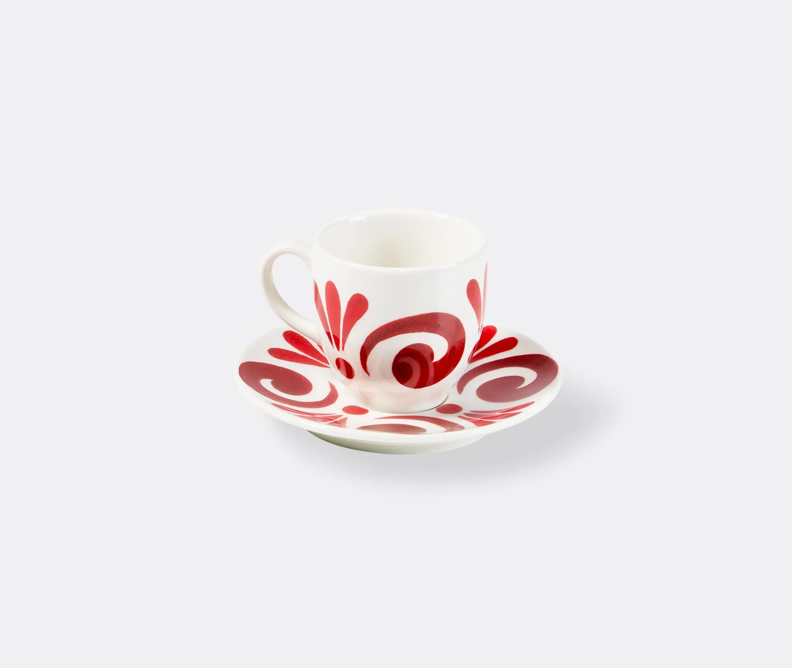 Espresso Cup and Saucer Set - Red, Porcelain