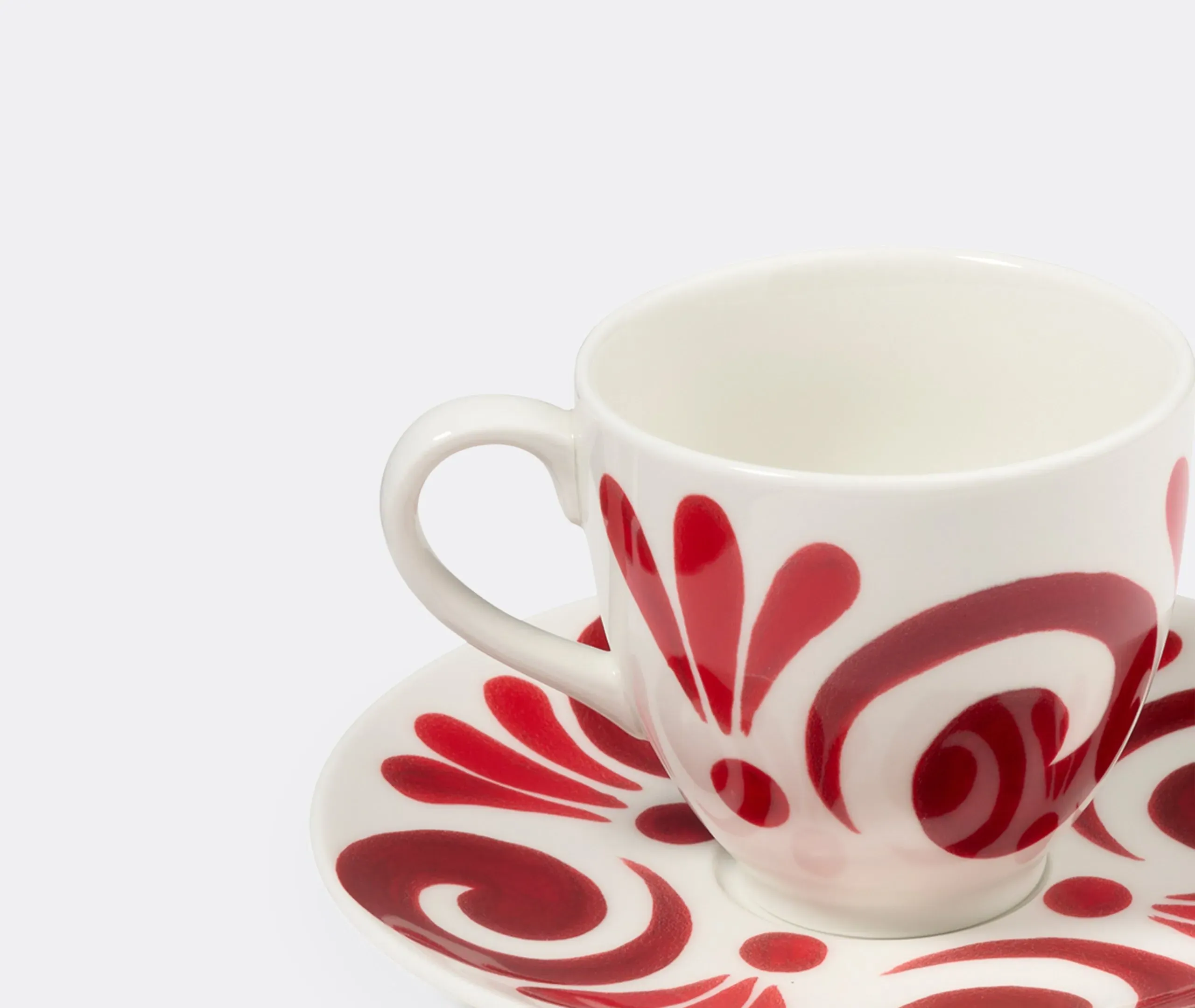 Kyma Tea Cup and Saucer - Red, Porcelain