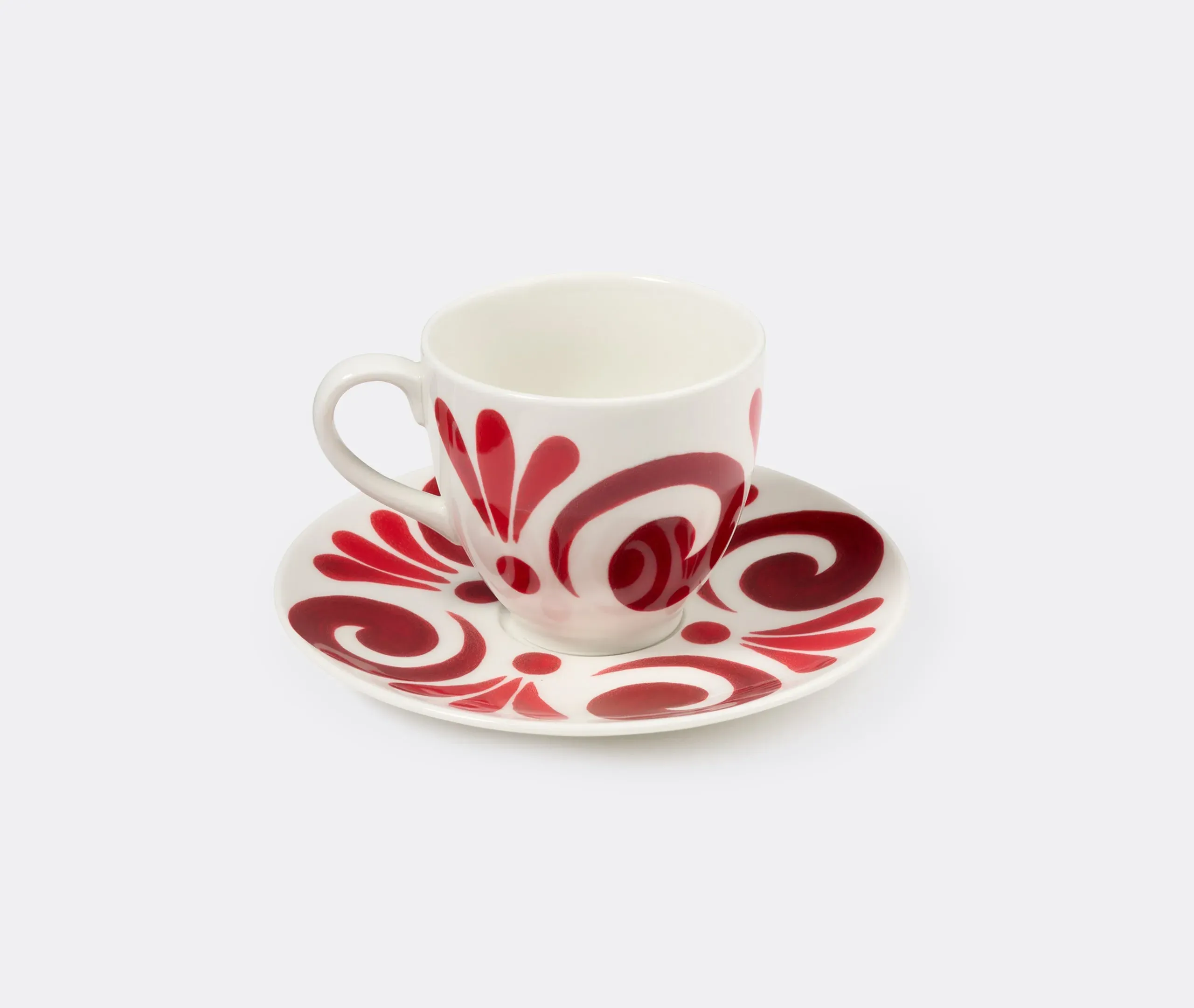 Kyma Tea Cup and Saucer - Red, Porcelain