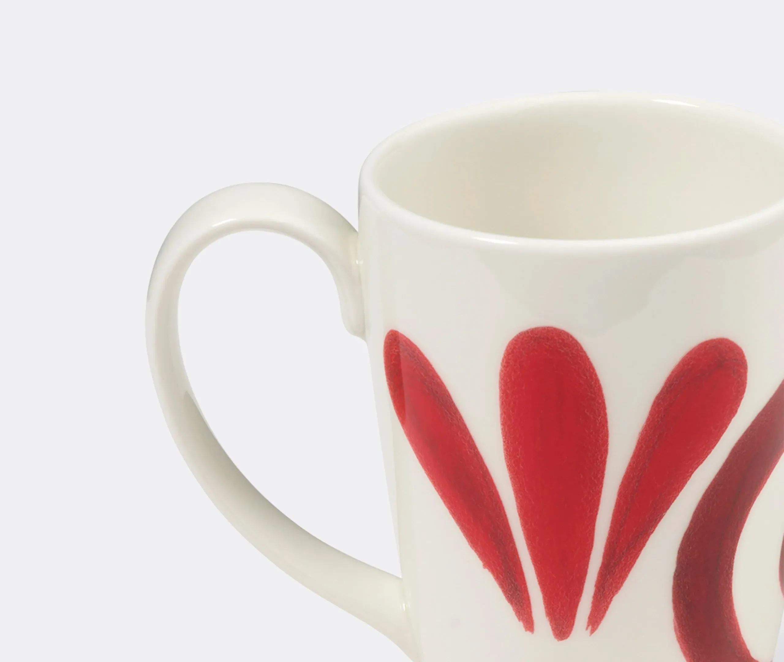 Mug with Hand-Painted Design - Red, Porcelain