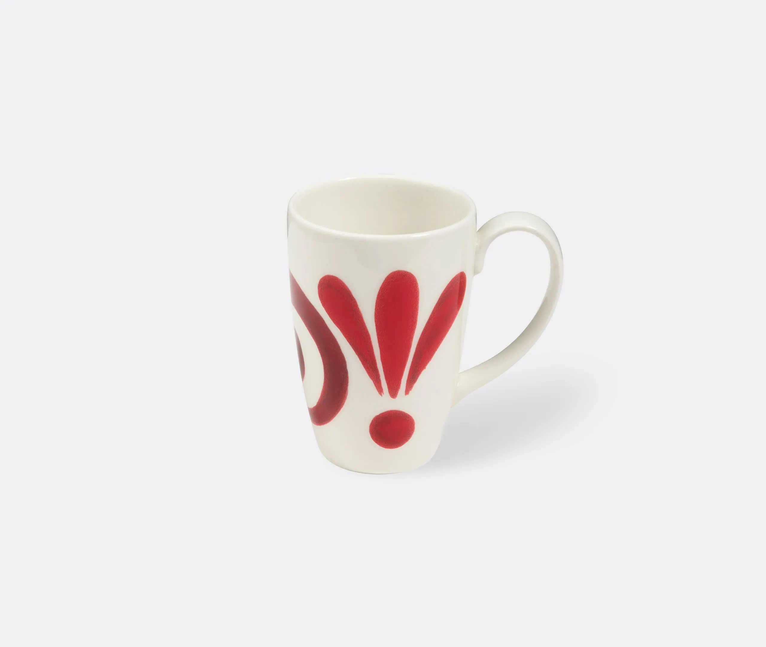 Mug with Hand-Painted Design - Red, Porcelain