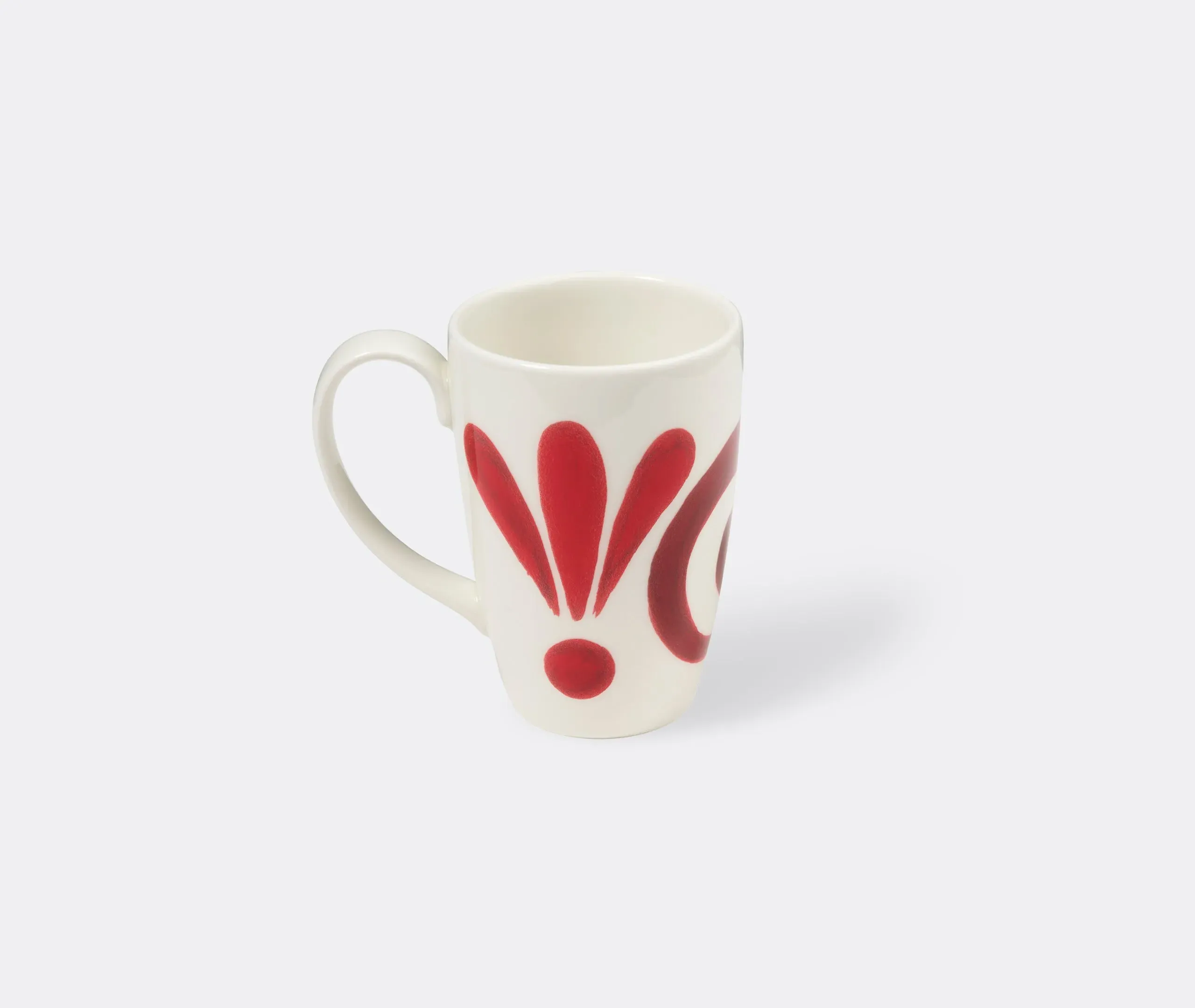 Mug with Hand-Painted Design - Red, Porcelain