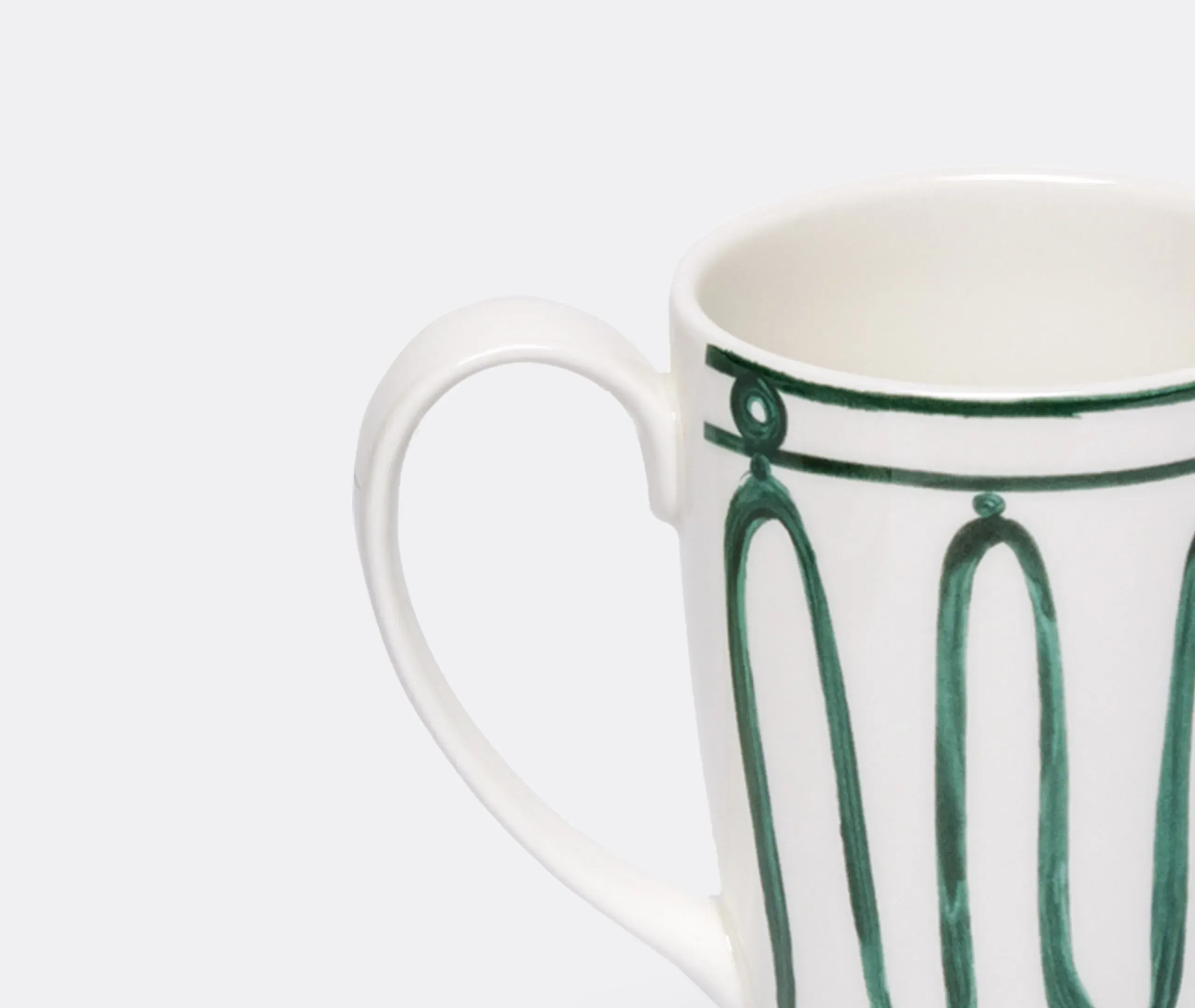 Mug with Wave Pattern - Green, Porcelain