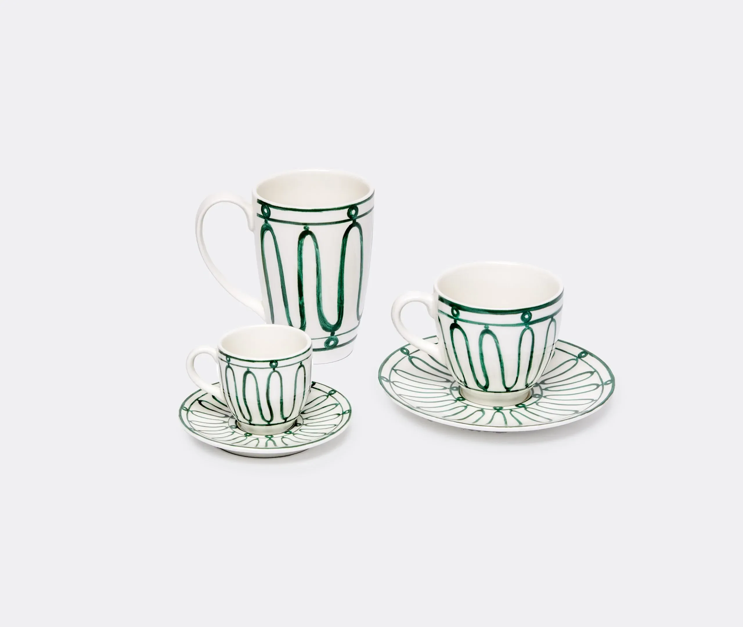 Mug with Wave Pattern - Green, Porcelain
