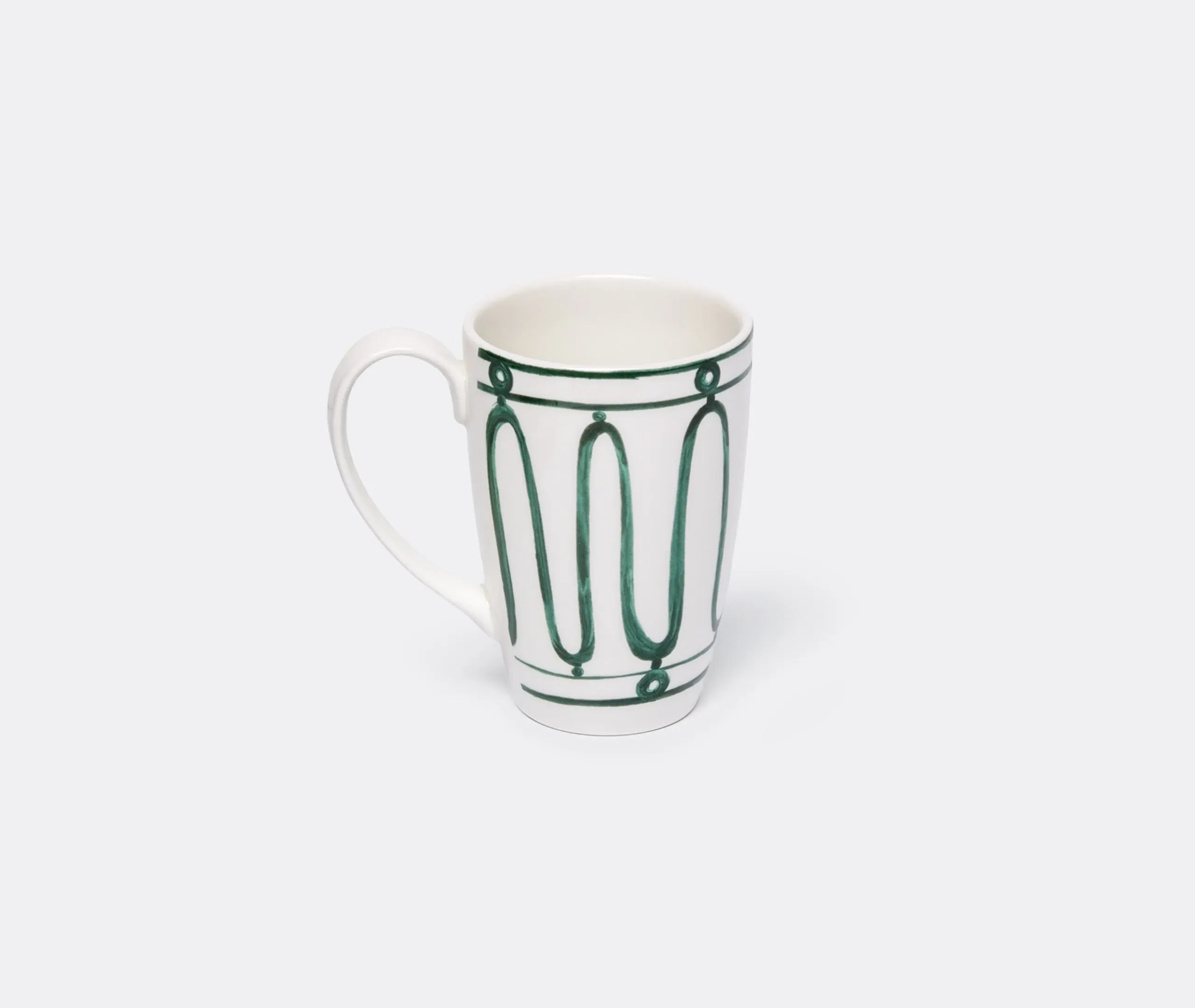 Mug with Wave Pattern - Green, Porcelain