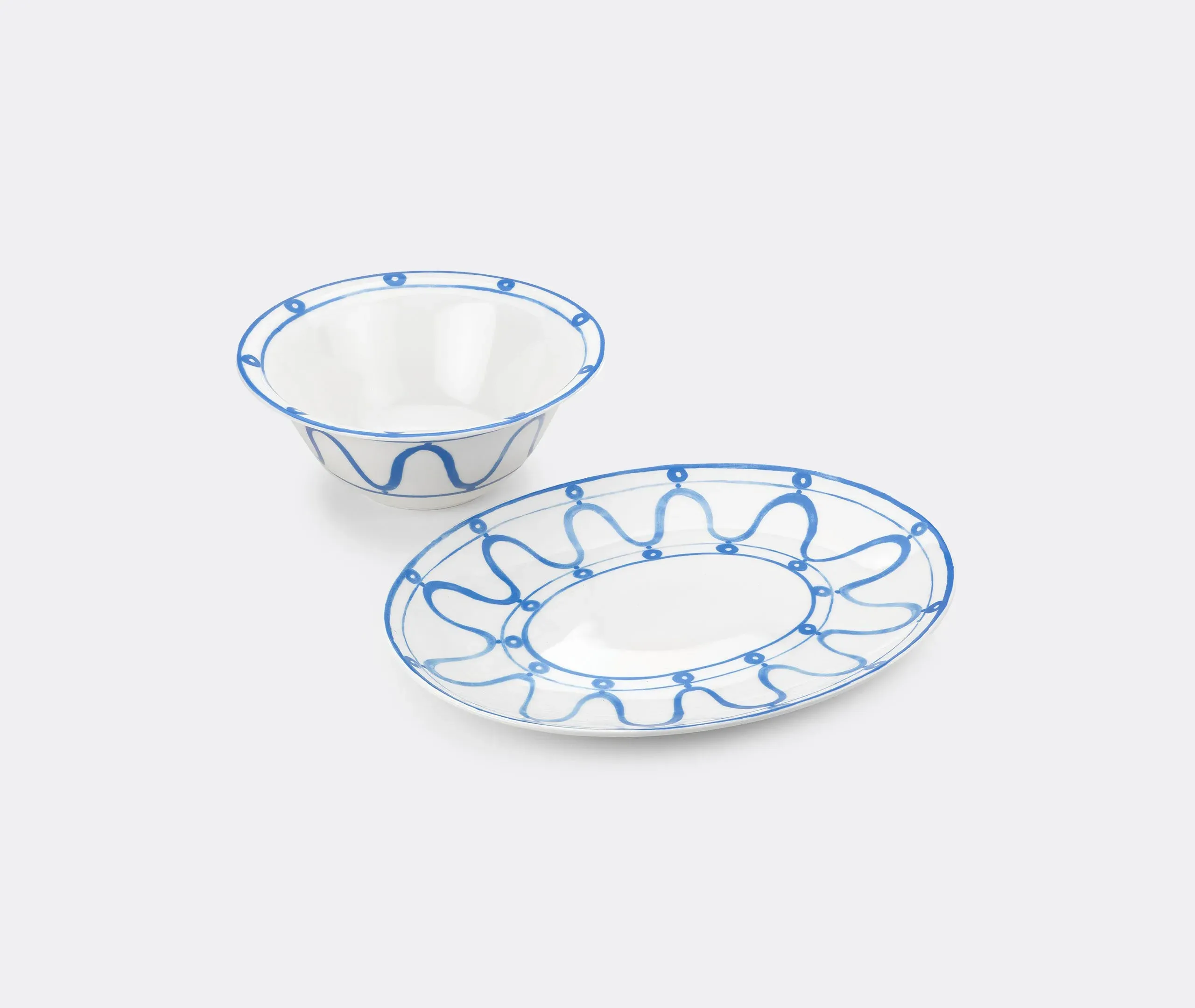 Round Serving Plate - Blue, Porcelain