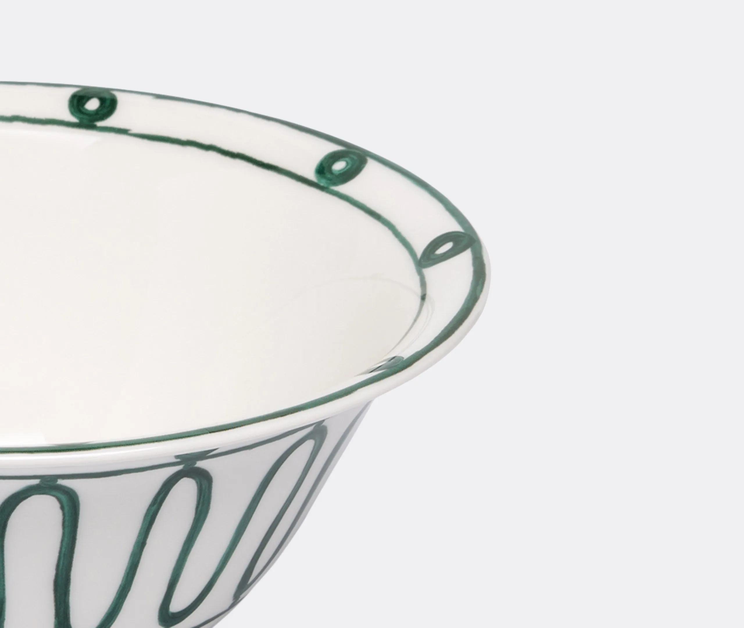 Salad Bowl with Wave Pattern - Green, Porcelain