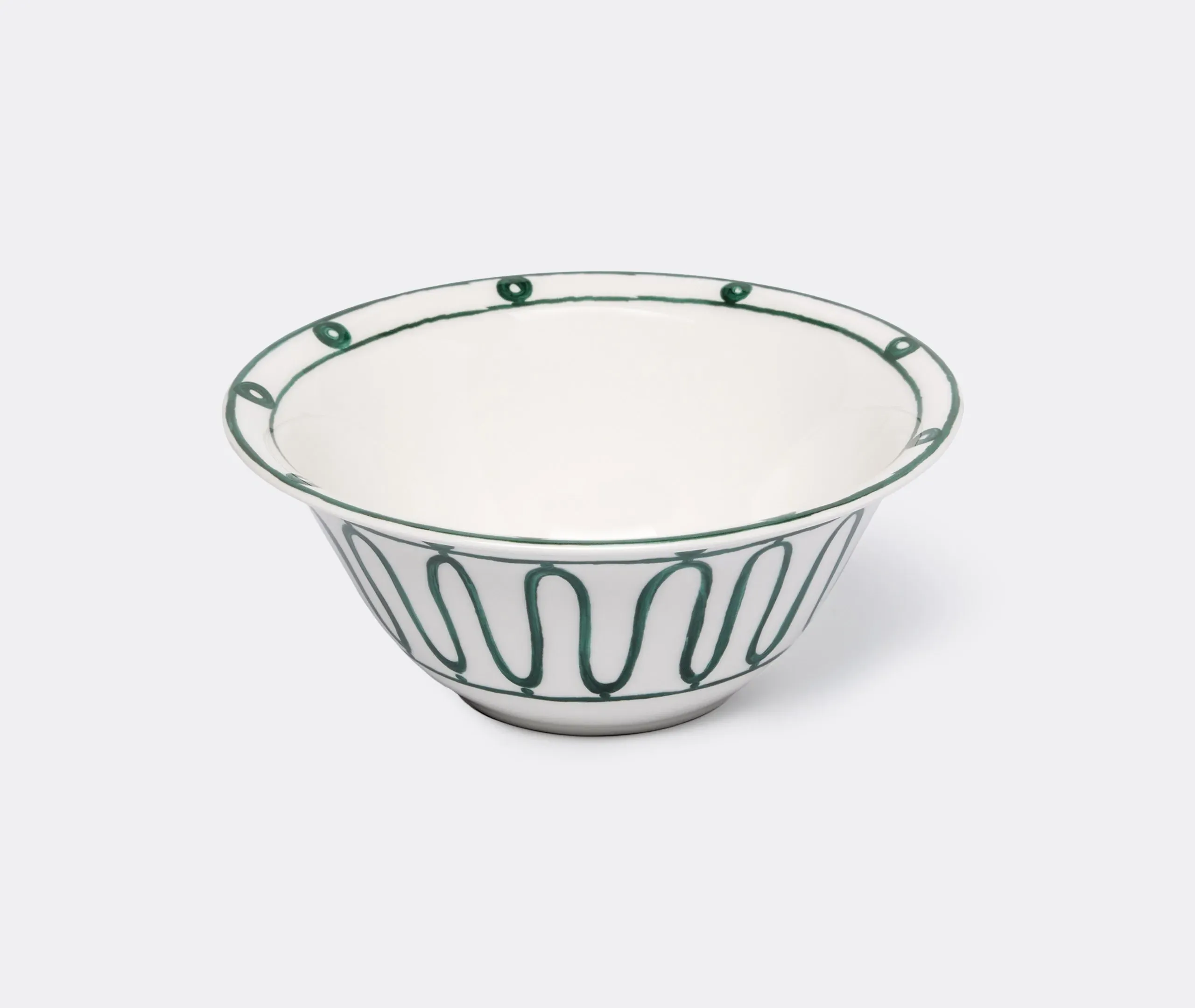Salad Bowl with Wave Pattern - Green, Porcelain