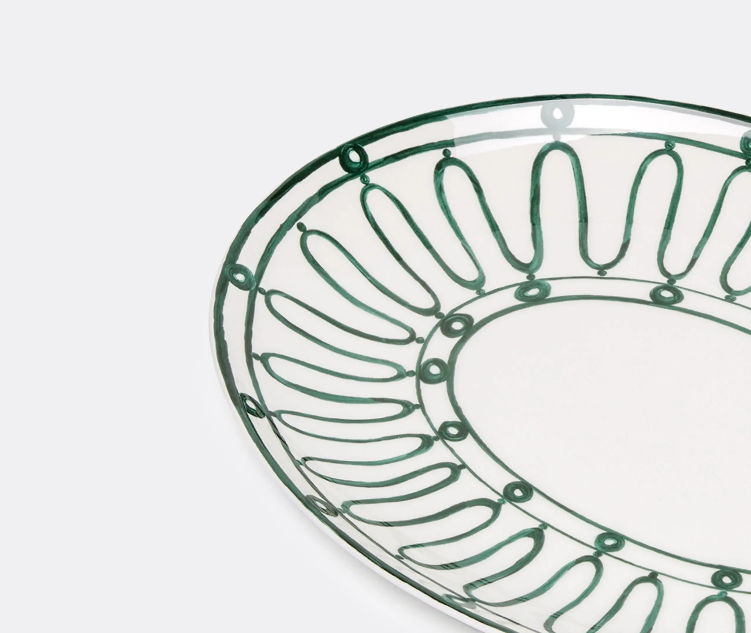 Serving Plate with Hand-Painted Design - Green
