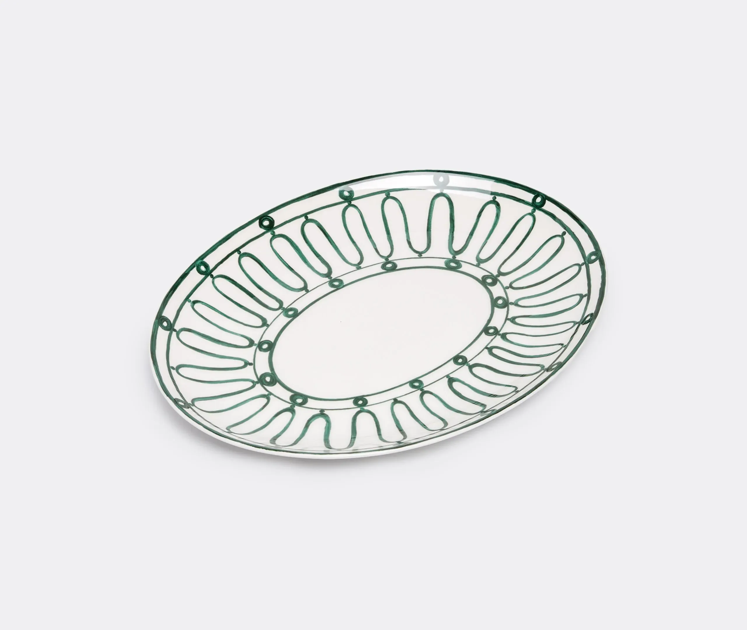 Serving Plate with Hand-Painted Design - Green