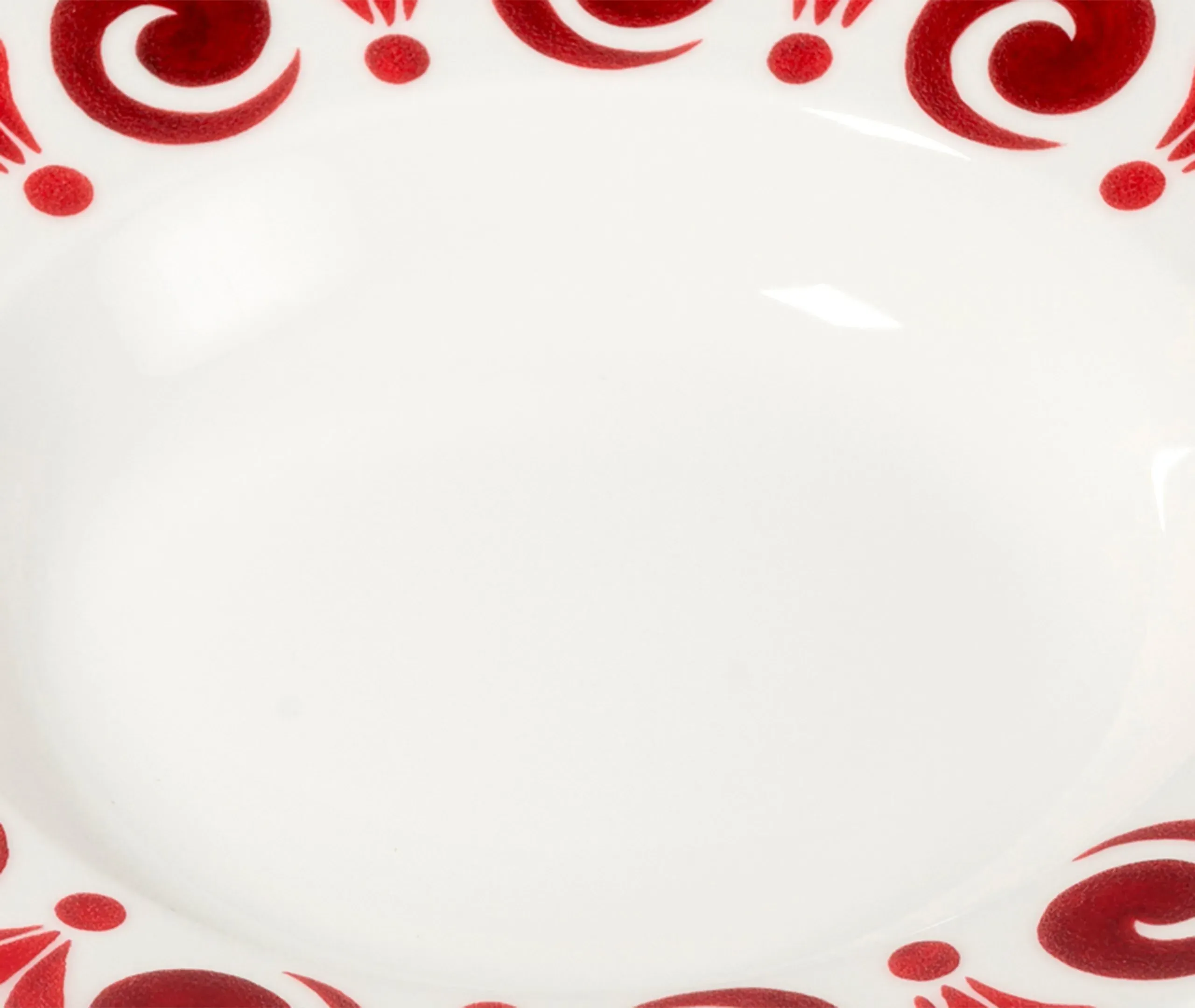 Soup Plate with Hand-Painted Design - Red, Porcelain