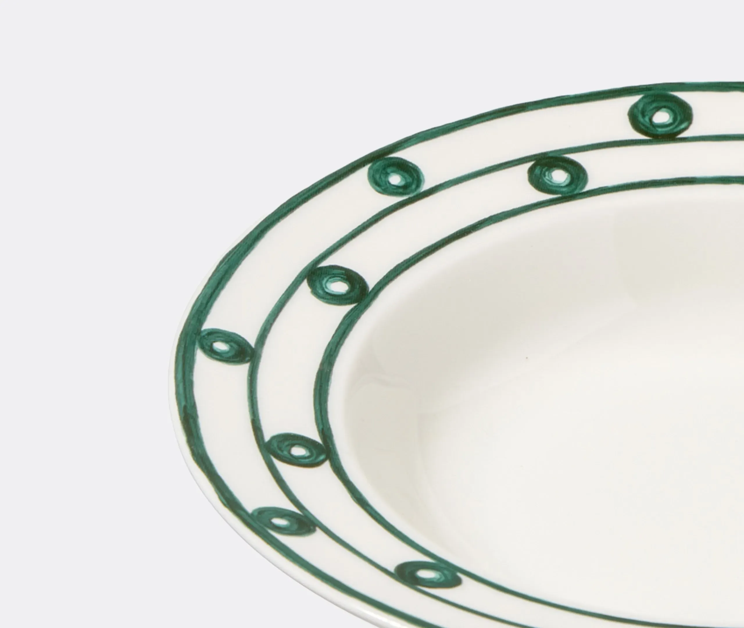 Soup Plate with Wave Design - Green, Porcelain