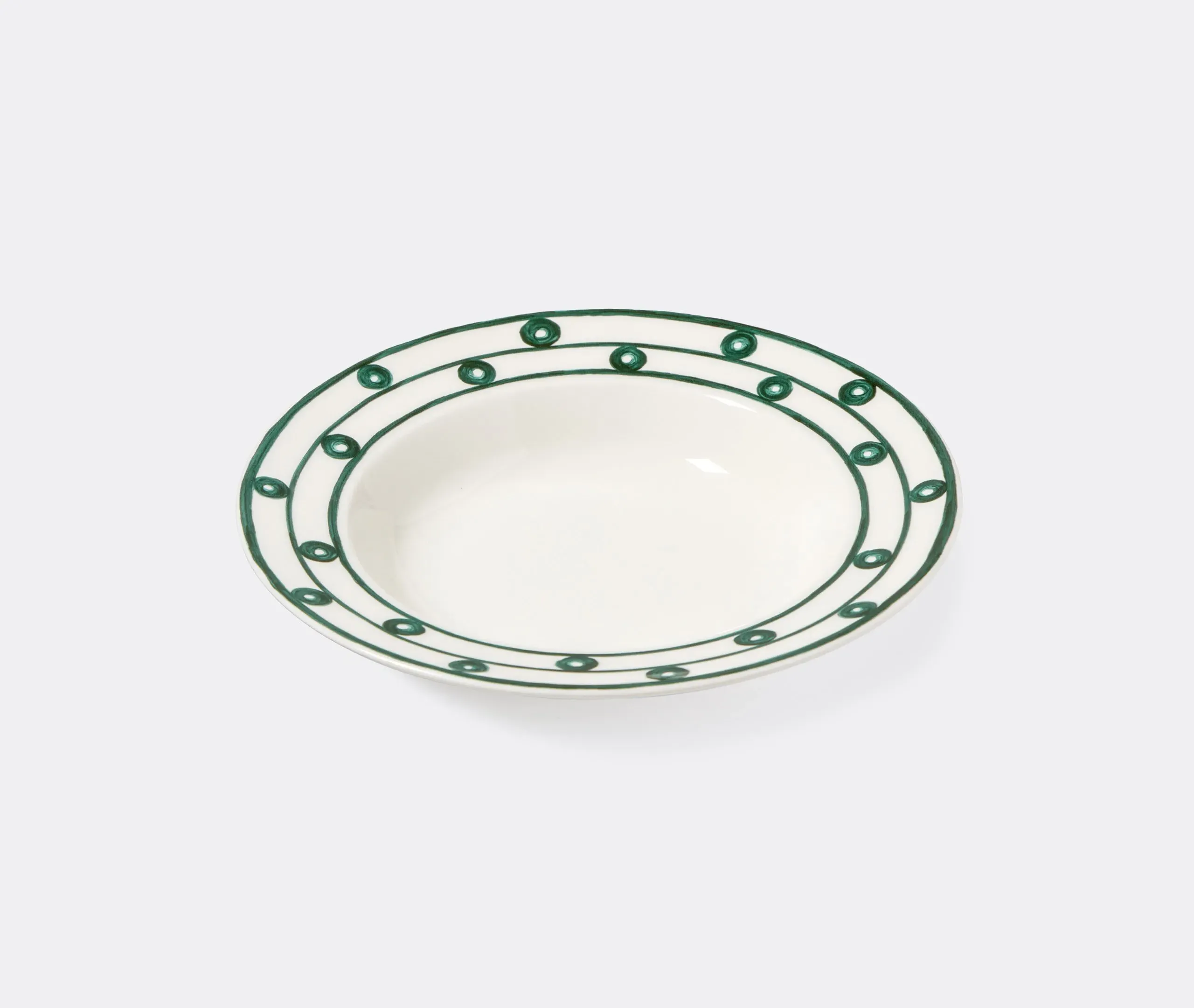 Soup Plate with Wave Design - Green, Porcelain