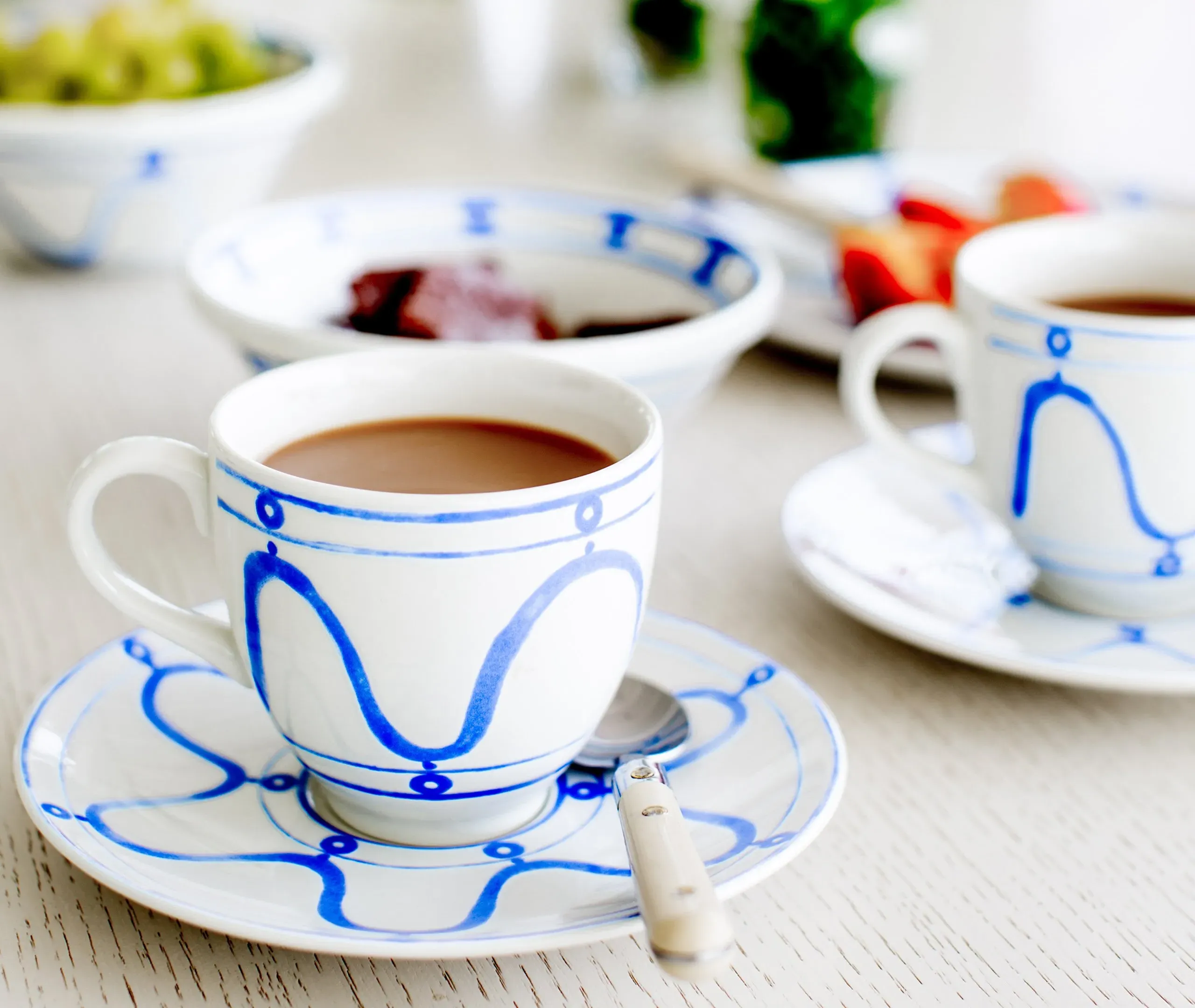 Tea Cup and Saucer Set - Blue, Porcelain