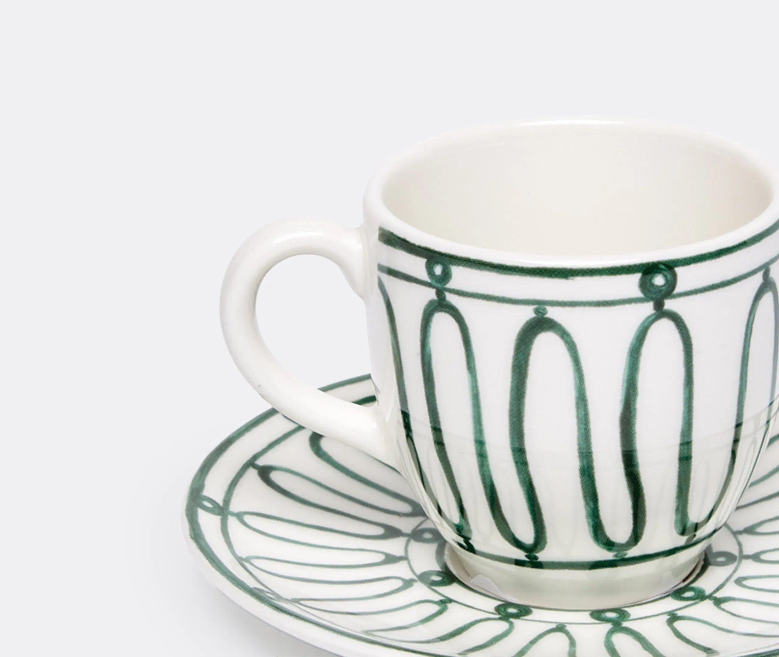 Tea Cup and Saucer Set - Green, Porcelain