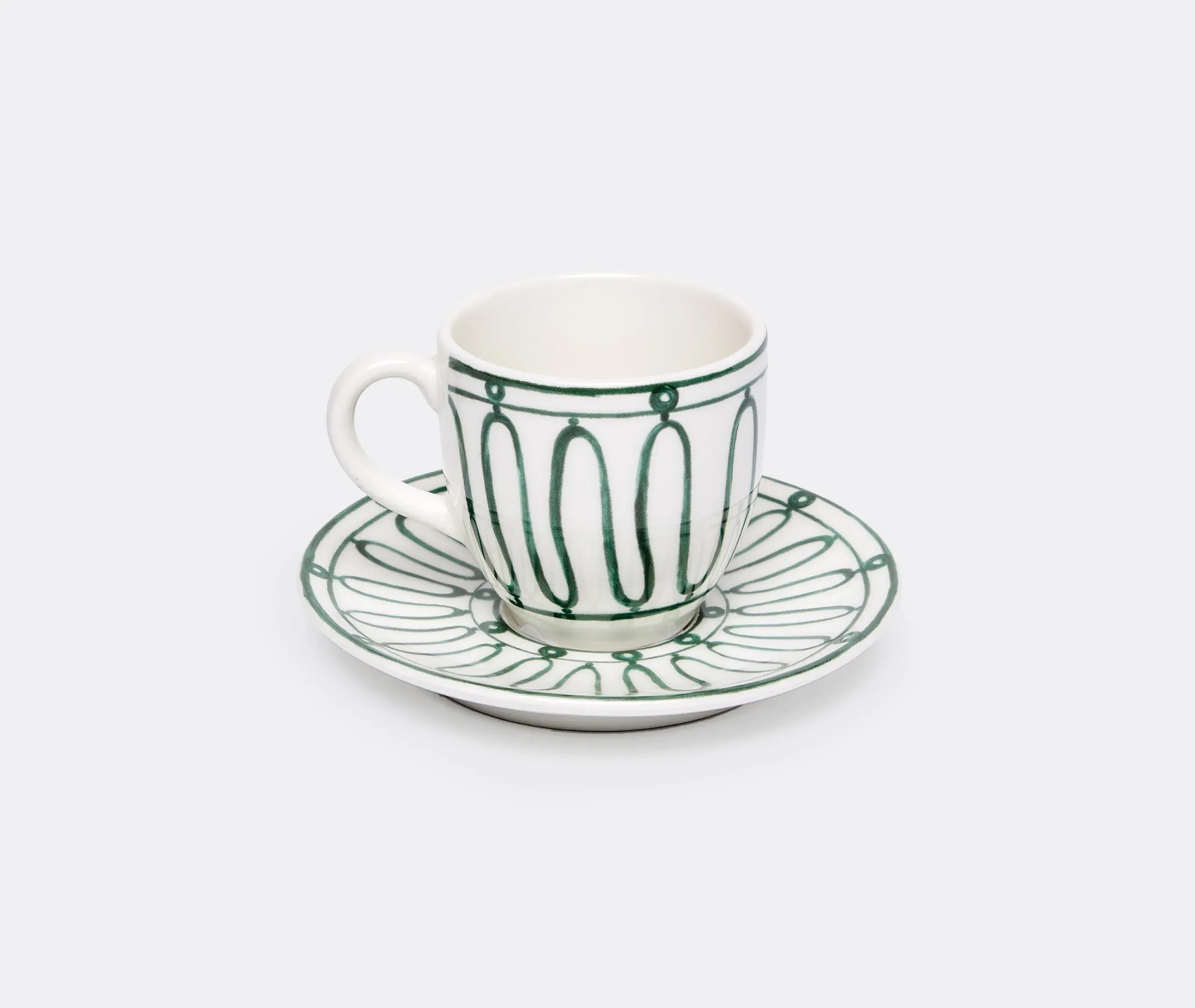 Tea Cup and Saucer Set - Green, Porcelain