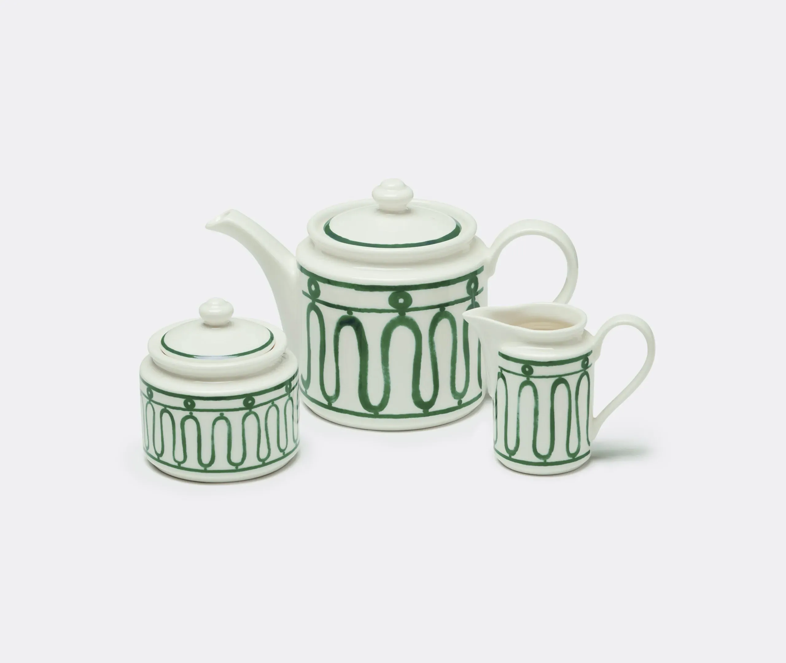 Tea Set with Coffee Pot - Green, Porcelain