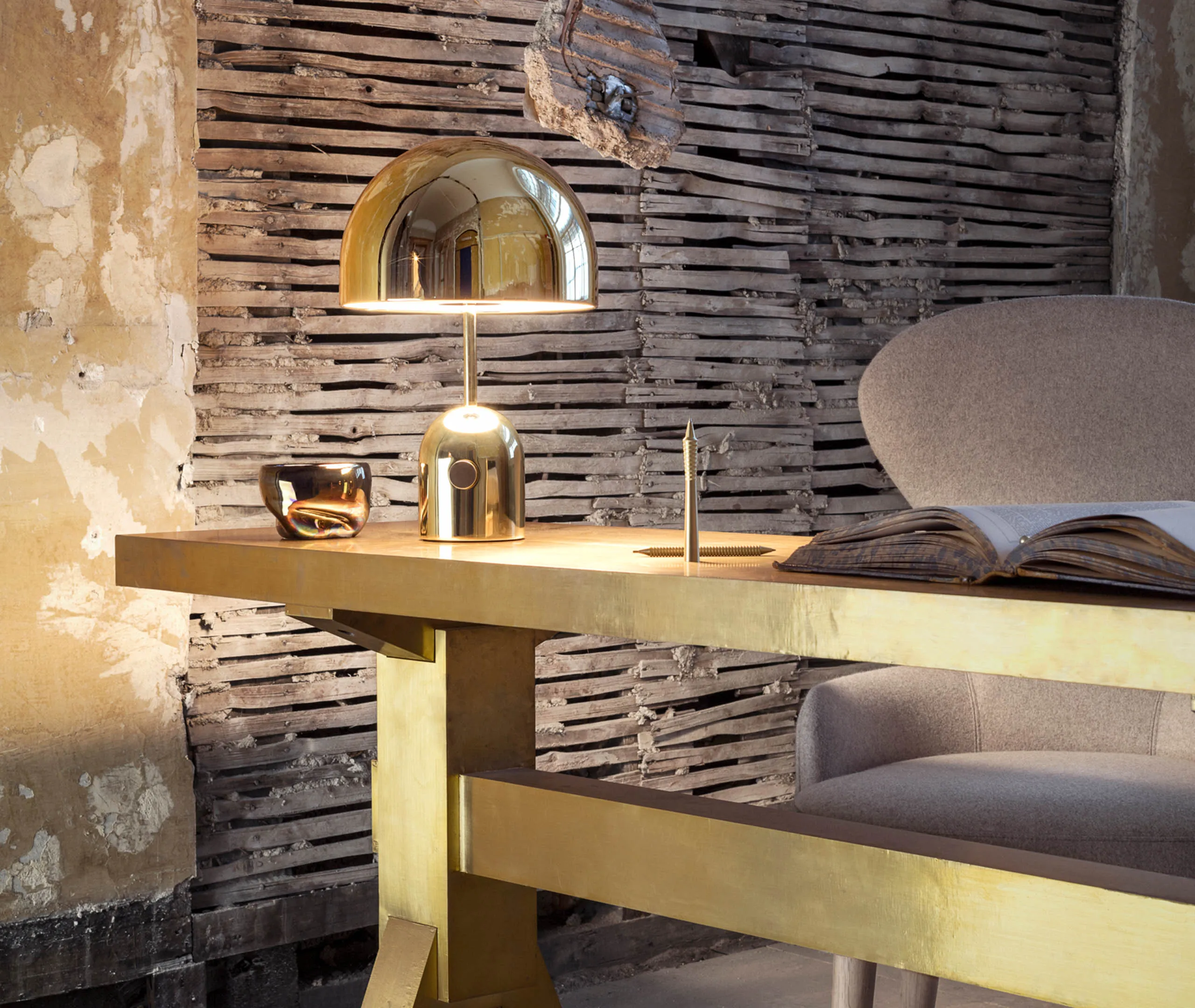 Bell LED Table Lamp - Gold, ABS