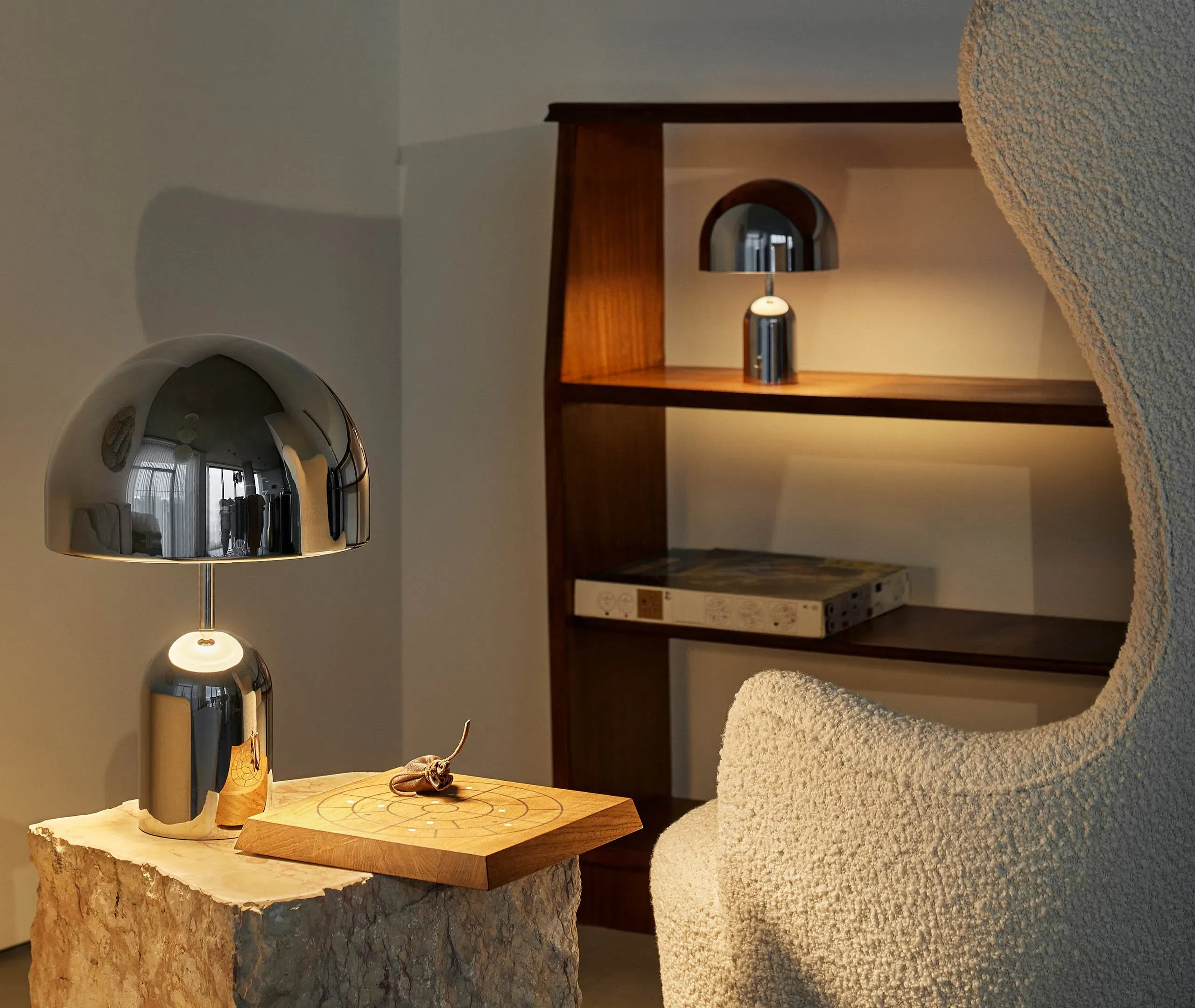 Bell Table Lamp LED Rechargeable - Silver, ABS