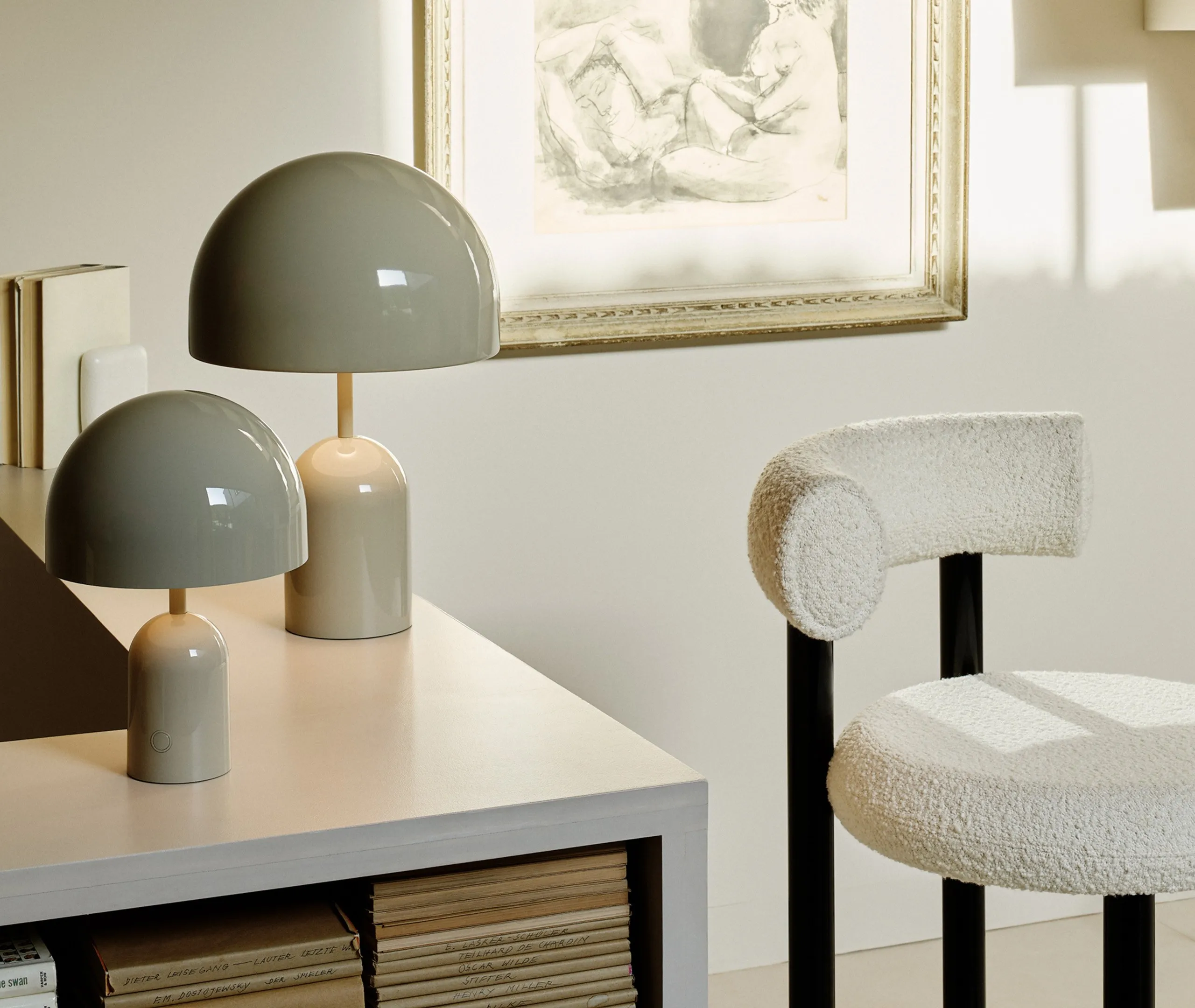 Bell Table Lamp LED Rechargeable - Taupe, ABS