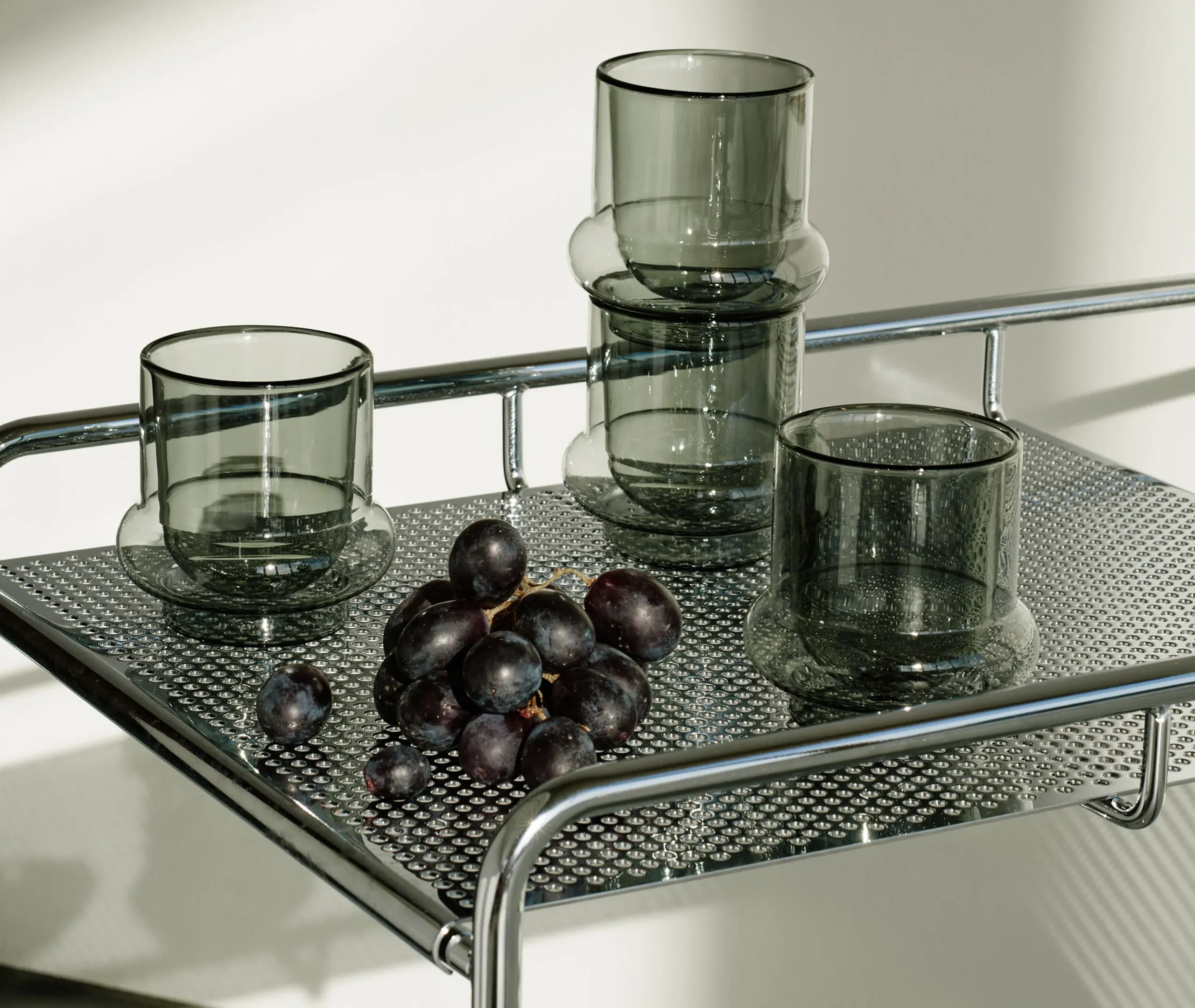 Bump Coffee Cup Set of Two - Grey, Borosilicate Glass