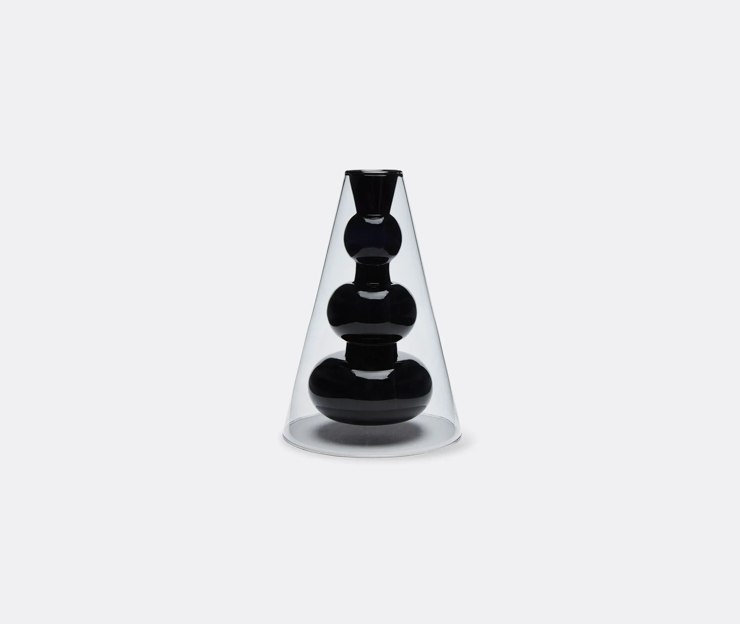 Cone Vase with Inner Body - Black, Glass image