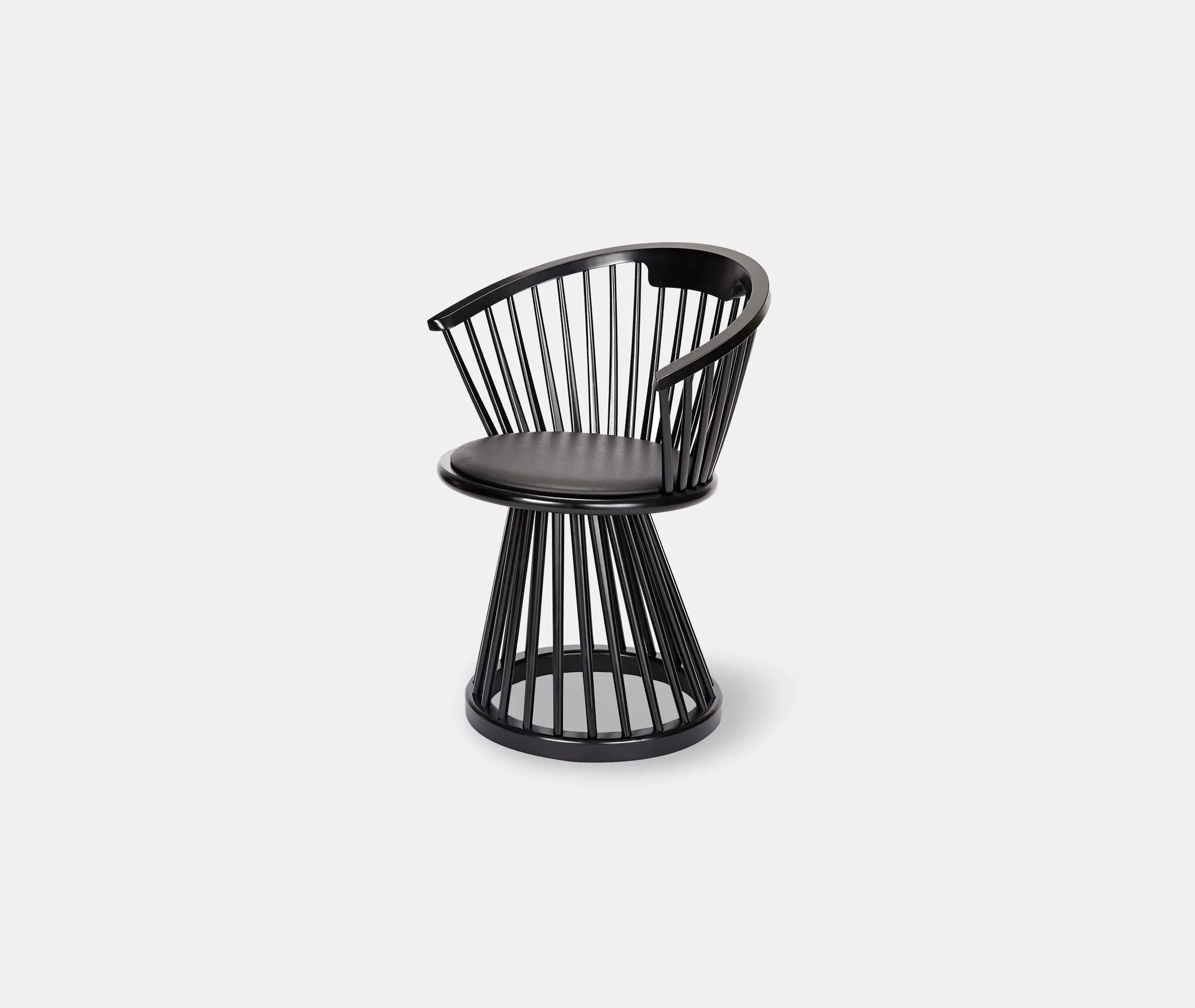 Fan Chair with Leather Seat - Black